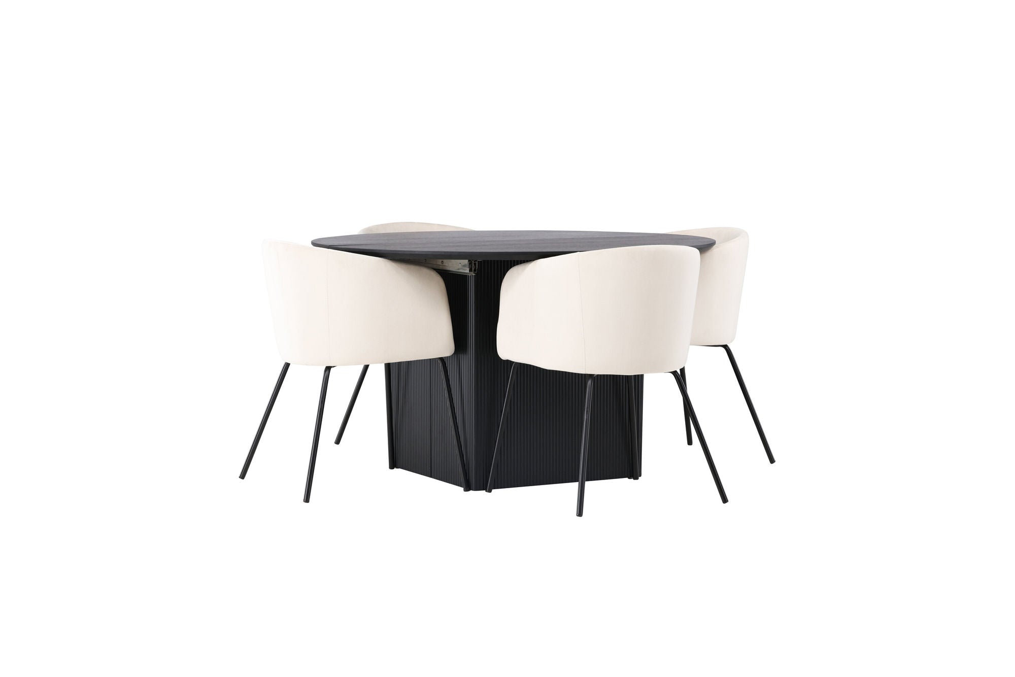 Venture Home Matilda spisebord φ130 - Black / Black MDF with veneer +Berit stol - Black / Beige Velvet _4