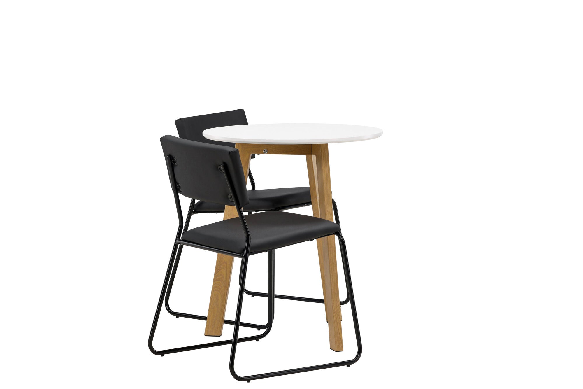 Venture Home Leonora spisebord φ65 - Oaklook / White MDF +Kenth stol - Black / Black PU _2