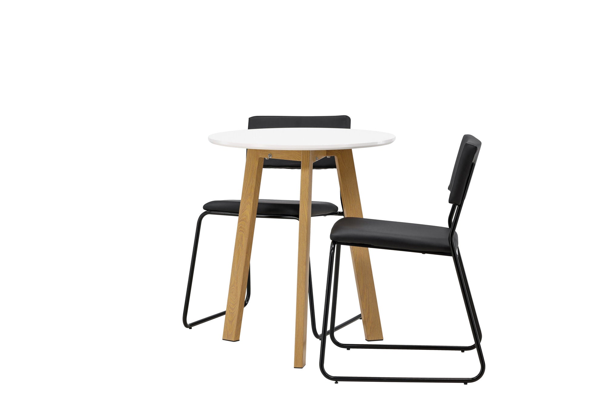 Venture Home Leonora spisebord φ65 - Oaklook / White MDF +Kenth stol - Black / Black PU _2