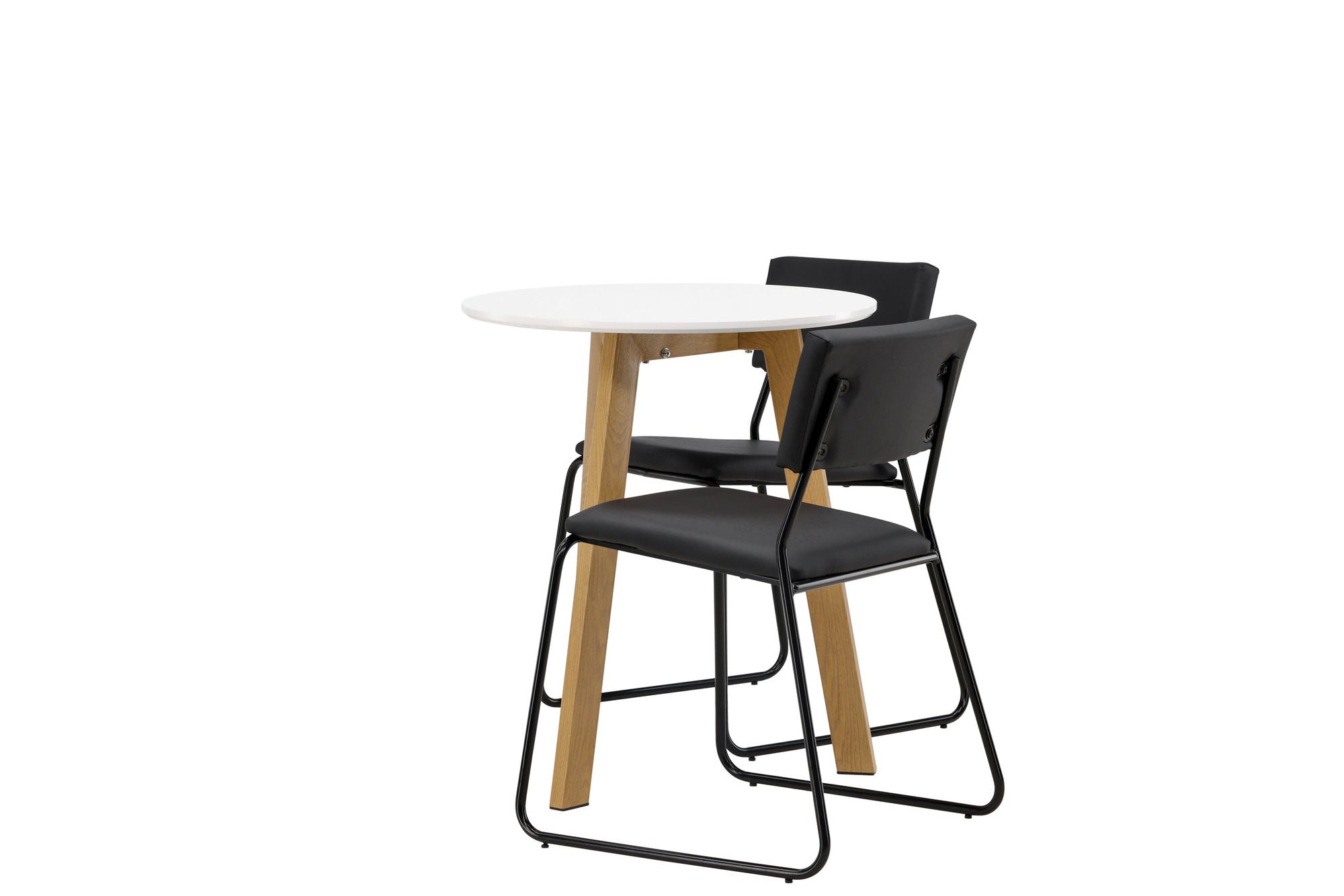 Venture Home Leonora spisebord φ65 - Oaklook / White MDF +Kenth stol - Black / Black PU _2