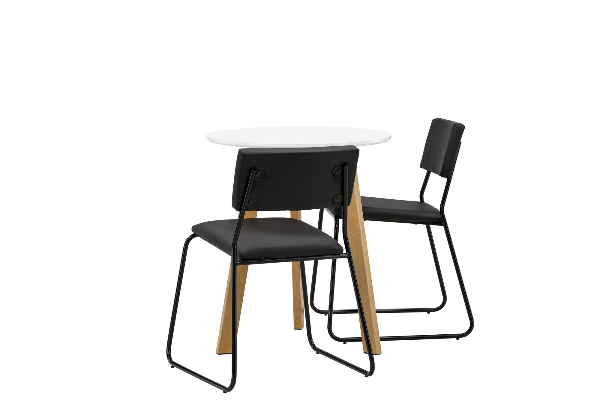 Venture Home Leonora spisebord φ65 - Oaklook / White MDF +Kenth stol - Black / Black PU _2