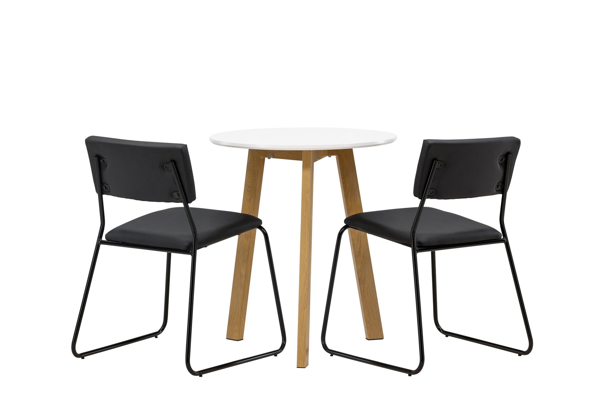 Venture Home Leonora spisebord φ65 - Oaklook / White MDF +Kenth stol - Black / Black PU _2