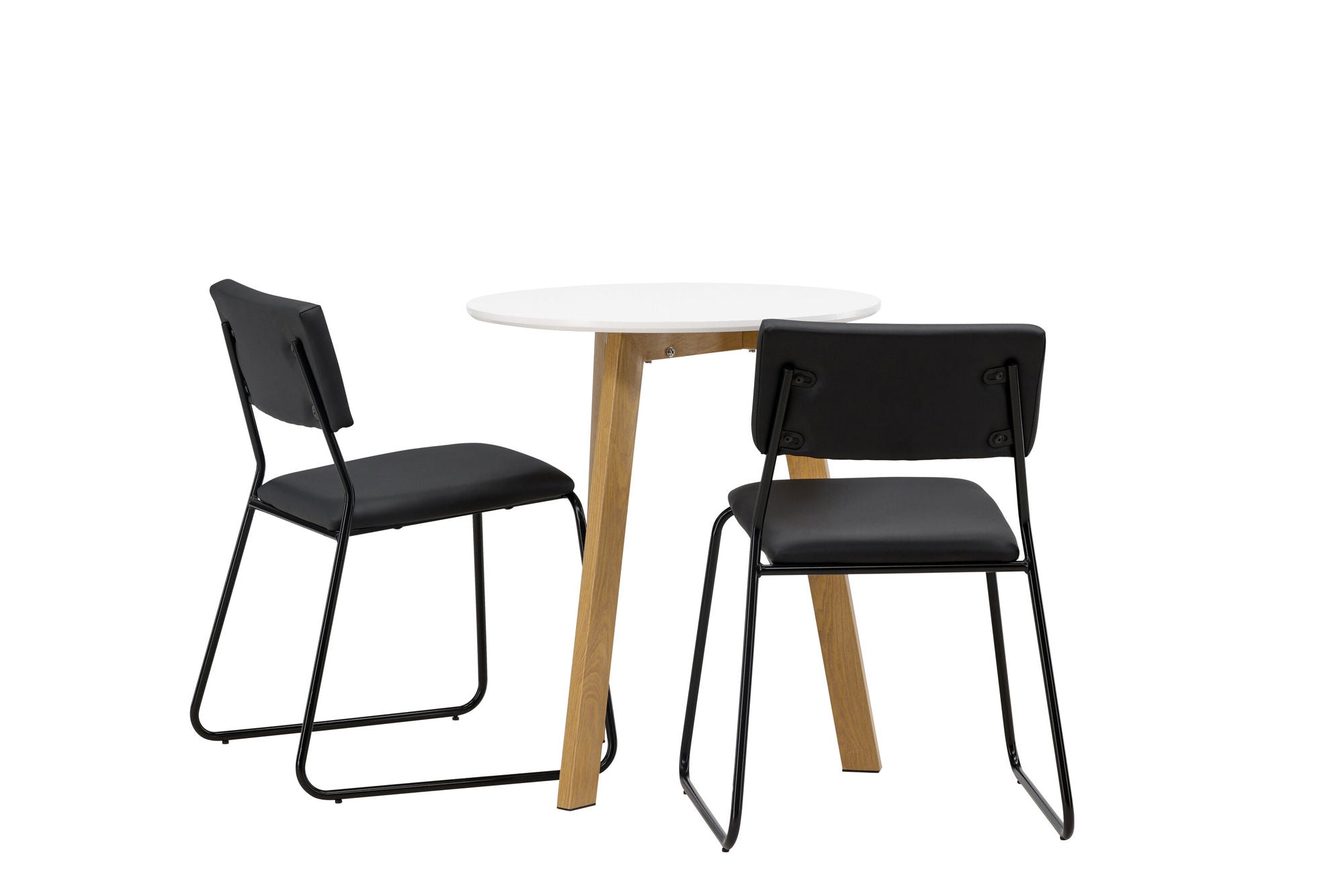 Venture Home Leonora spisebord φ65 - Oaklook / White MDF +Kenth stol - Black / Black PU _2