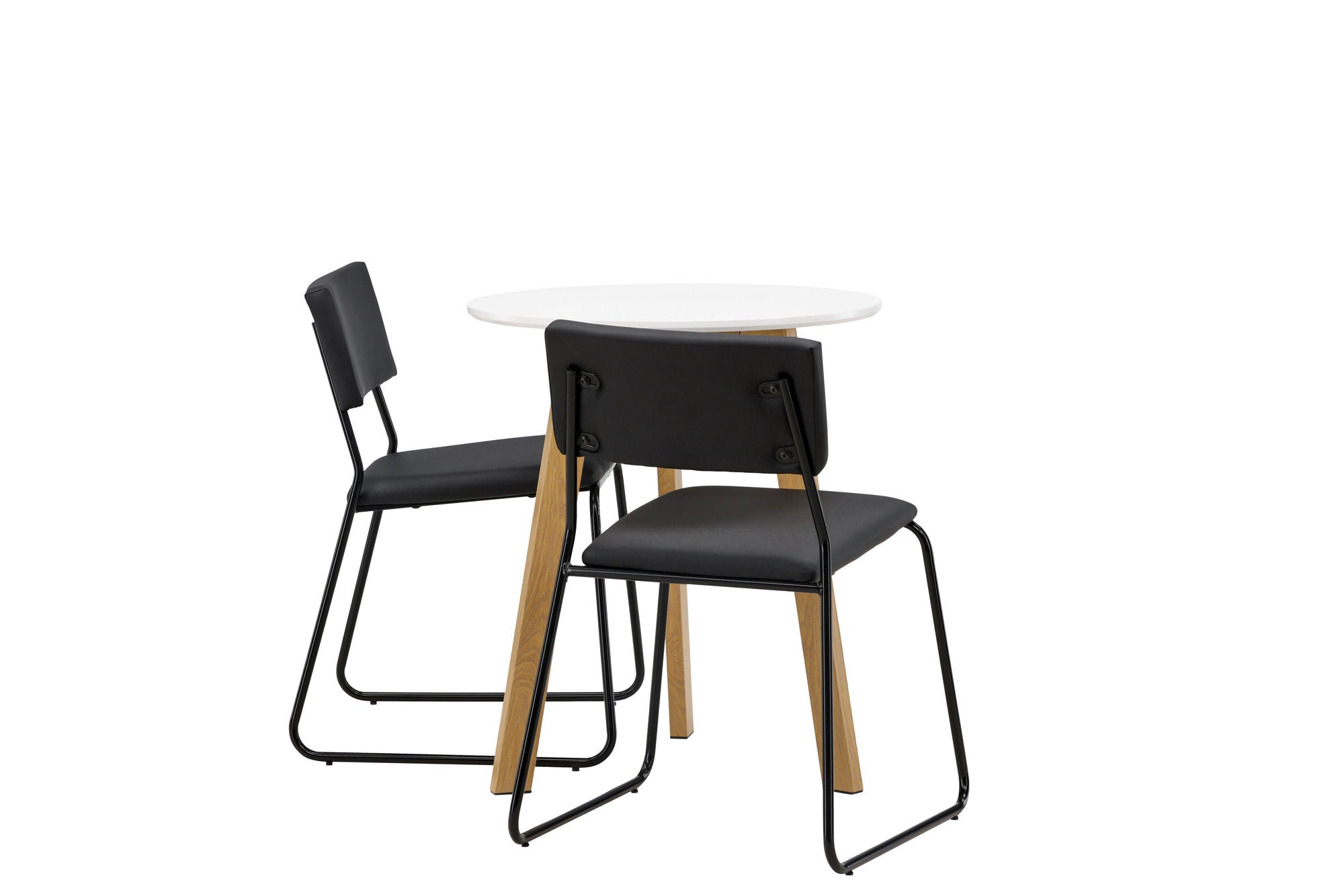 Venture Home Leonora spisebord φ65 - Oaklook / White MDF +Kenth stol - Black / Black PU _2