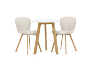 Venture Home Leonora spisebord φ65 - Oaklook / White MDF +Lilja Spisebordsstol - Oaklook / Beige Fabric _2