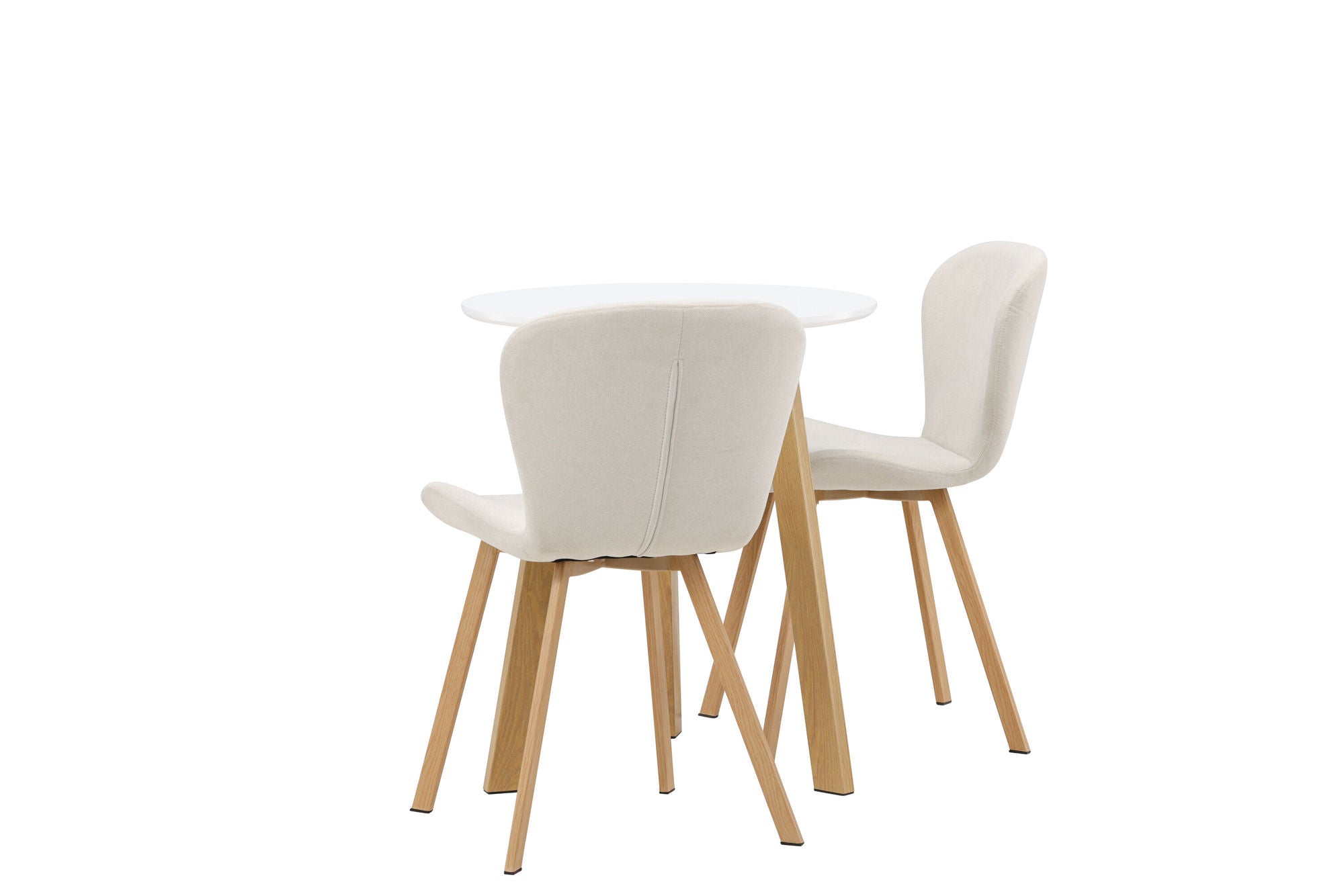 Venture Home Leonora spisebord φ65 - Oaklook / White MDF +Lilja Spisebordsstol - Oaklook / Beige Fabric _2