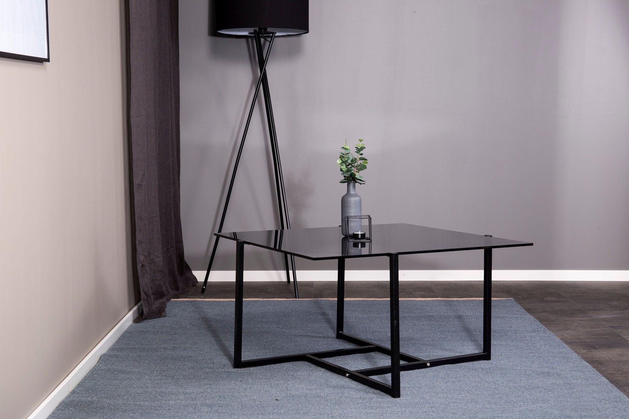 Venture Home Hybrid Sofa bord - Black / Grey Smokey Glass 80*80cm
