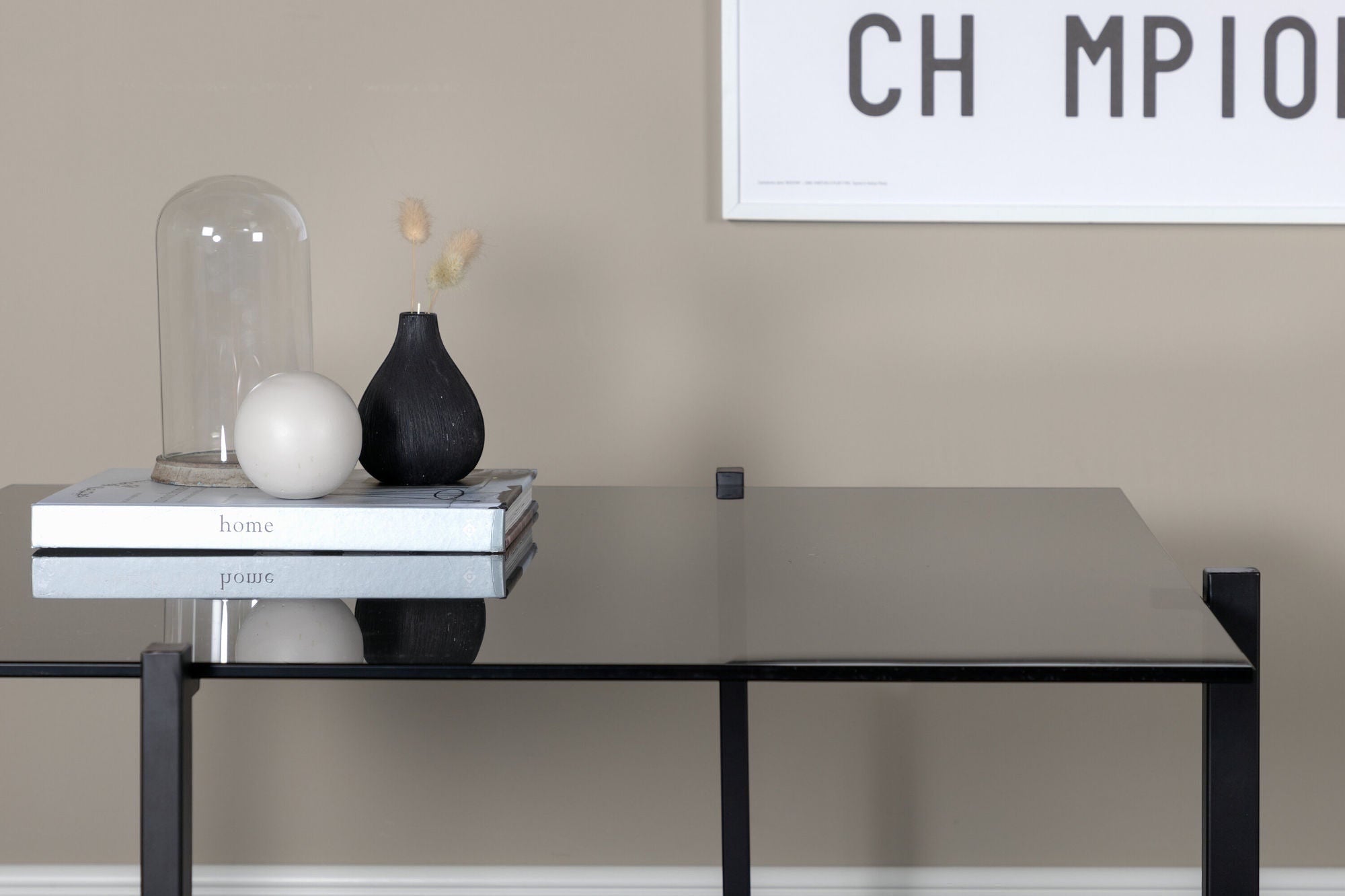 Venture Home Hybrid Sofa bord - Black / Grey Smokey Glass 80*80cm