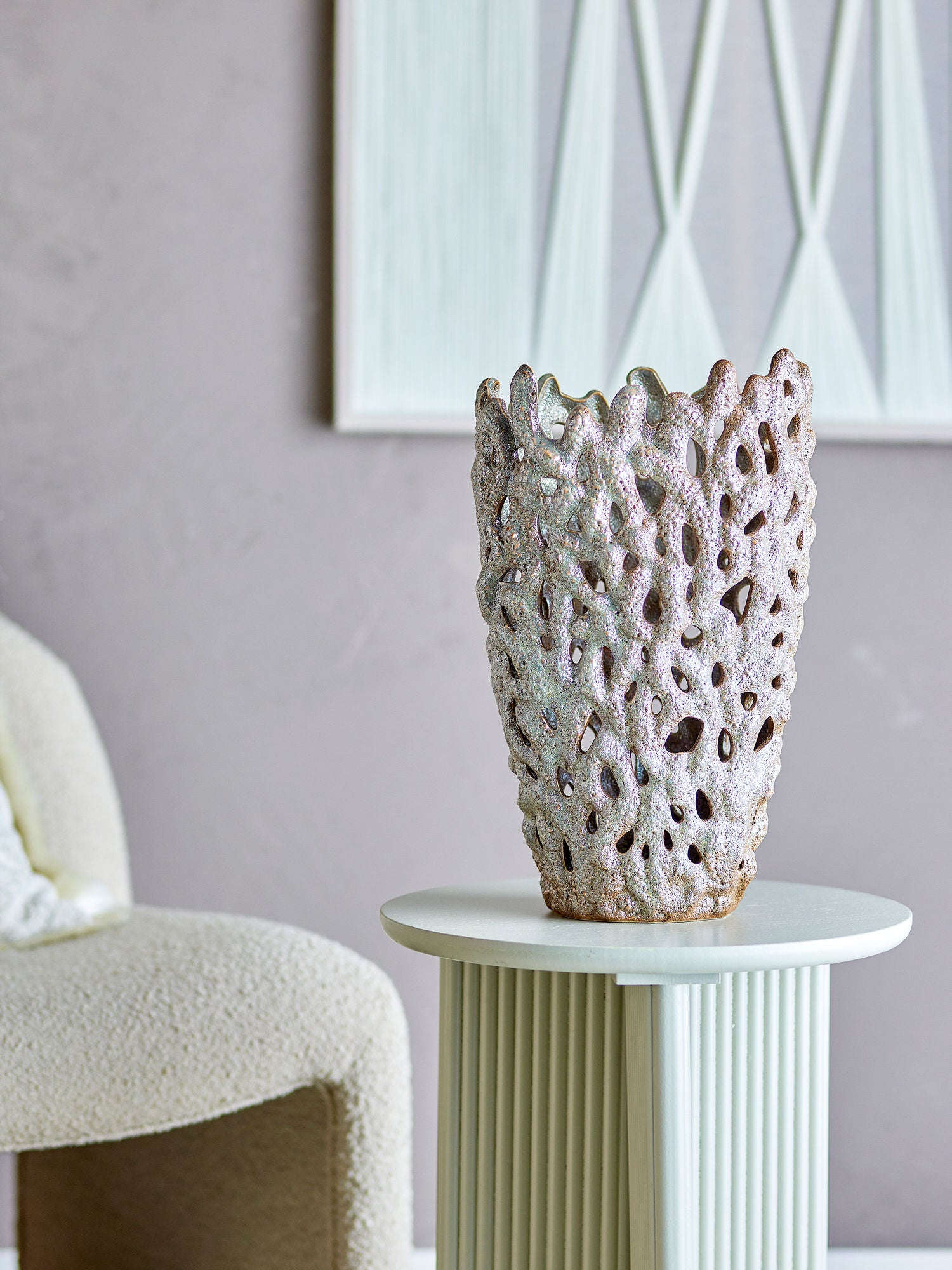 Bloomingville Eunice Deko Vase, Hvid, Stentøj