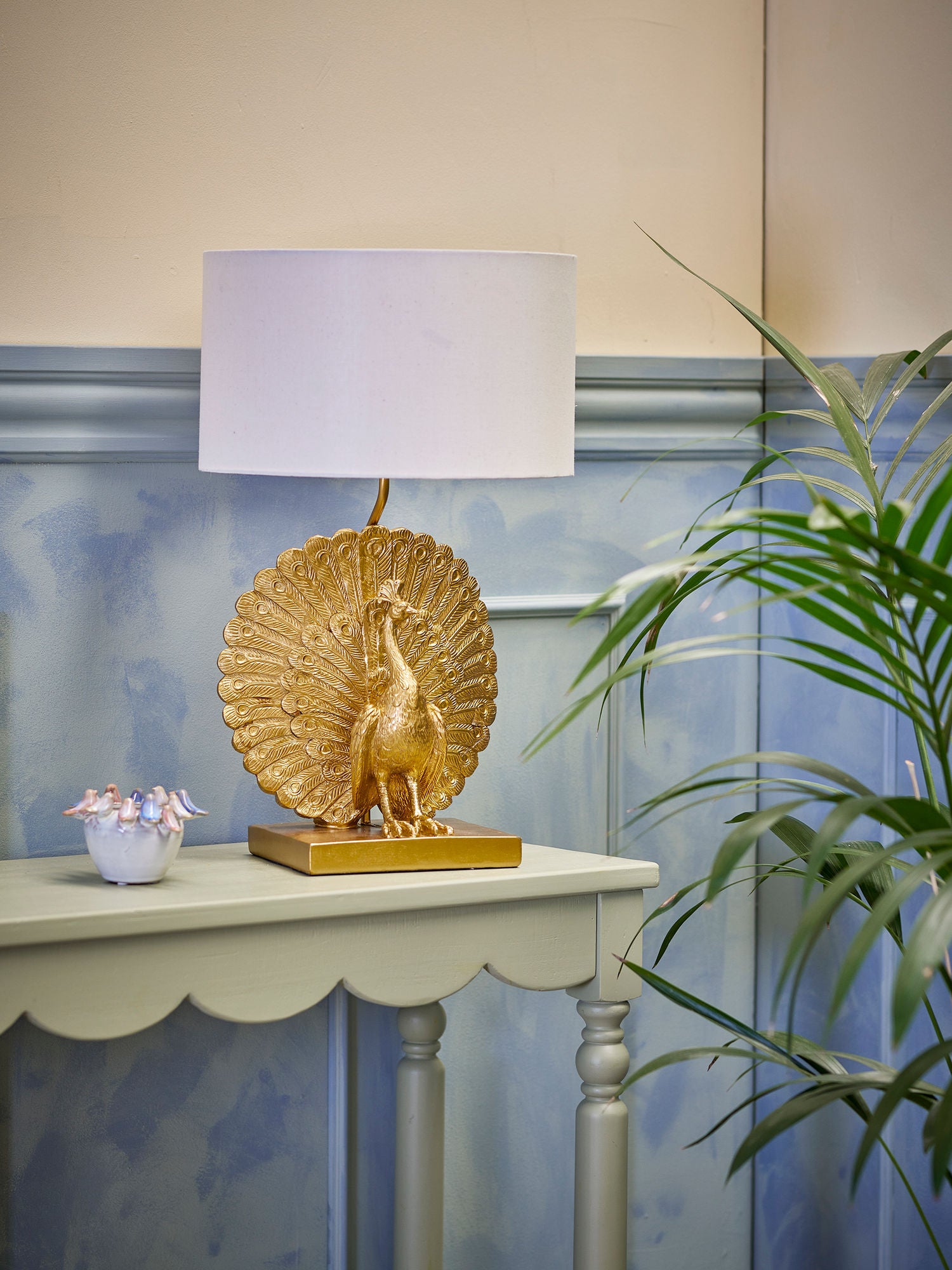 Creative Collection Peacock Bordlampe, Guld, Polyresin