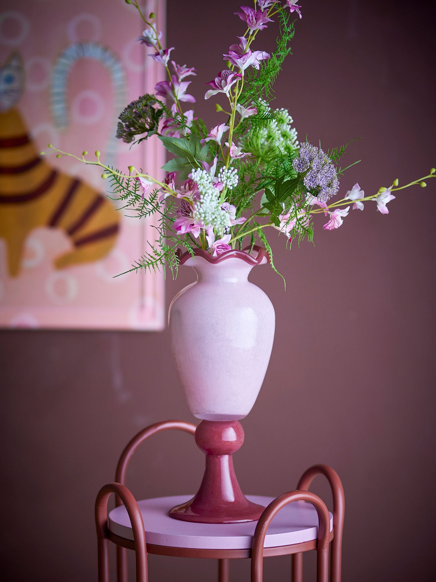 Bloomingville Frills Vase, Rosa, Glas