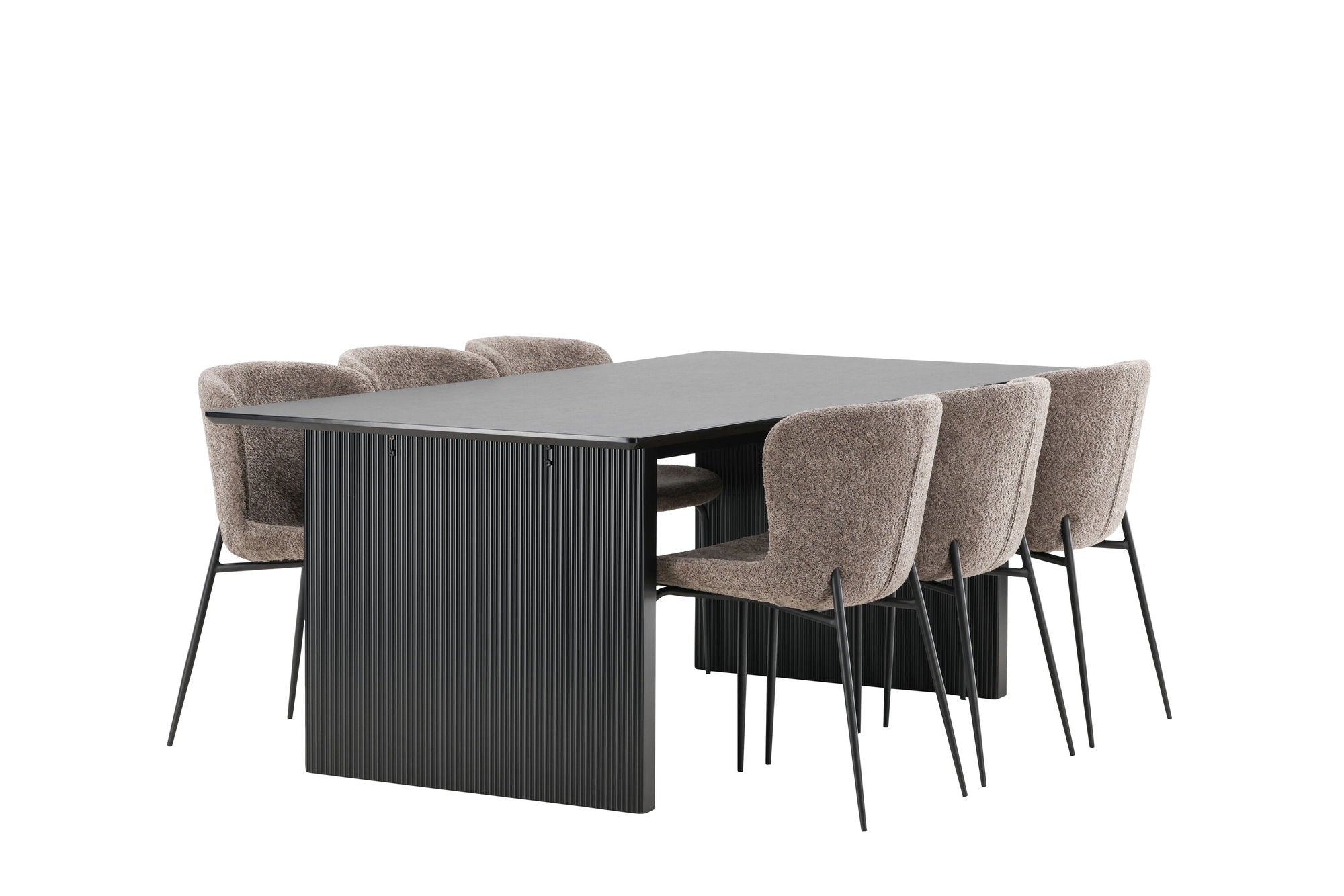Venture Home Vail spisebord - Black / Smoked Black MDF +Modesto Spisebordsstol - Grey / Smoked Black Boucle _6