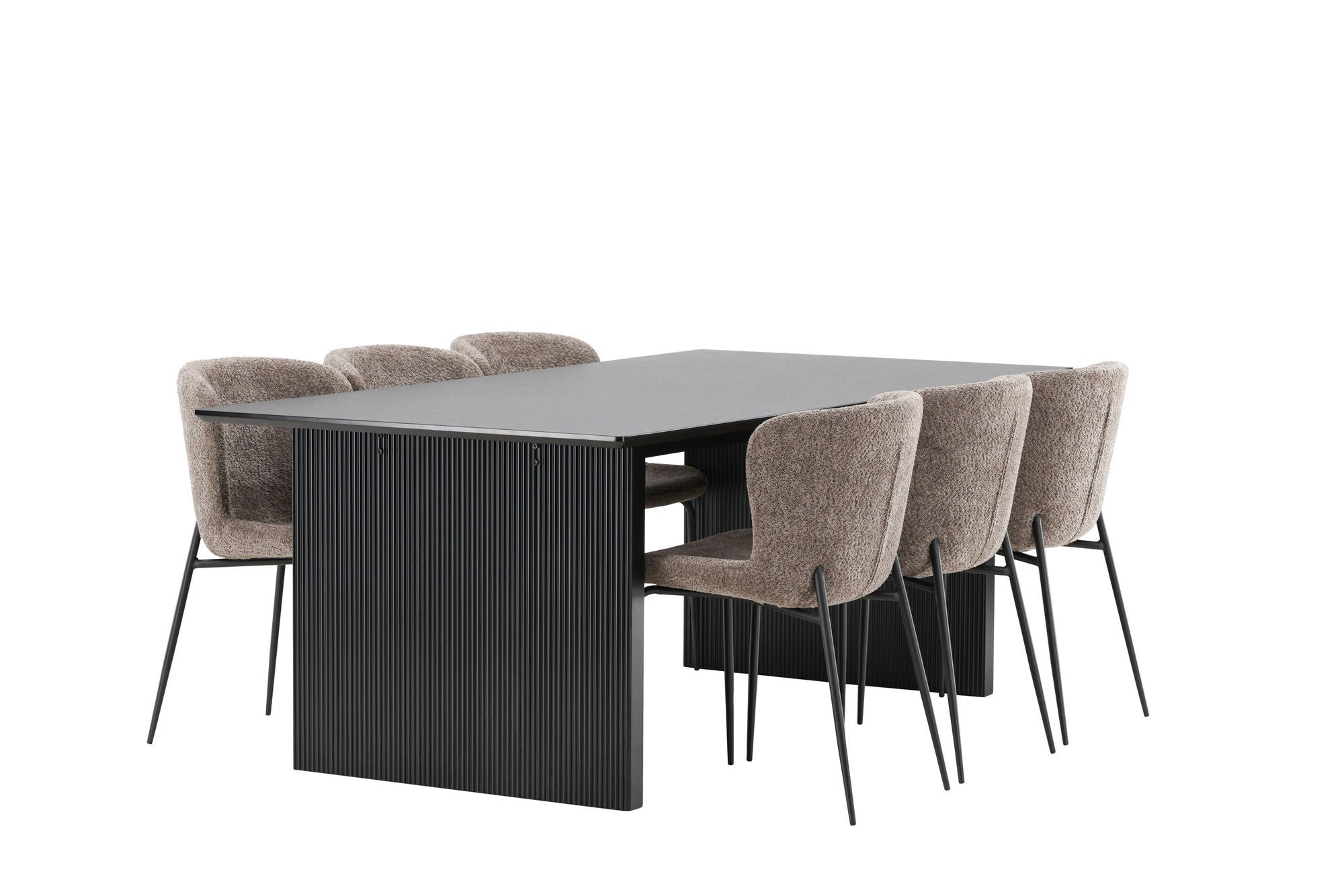 Venture Home Vail spisebord - Black / Smoked Black MDF +Modesto Spisebordsstol - Grey / Smoked Black Boucle _6
