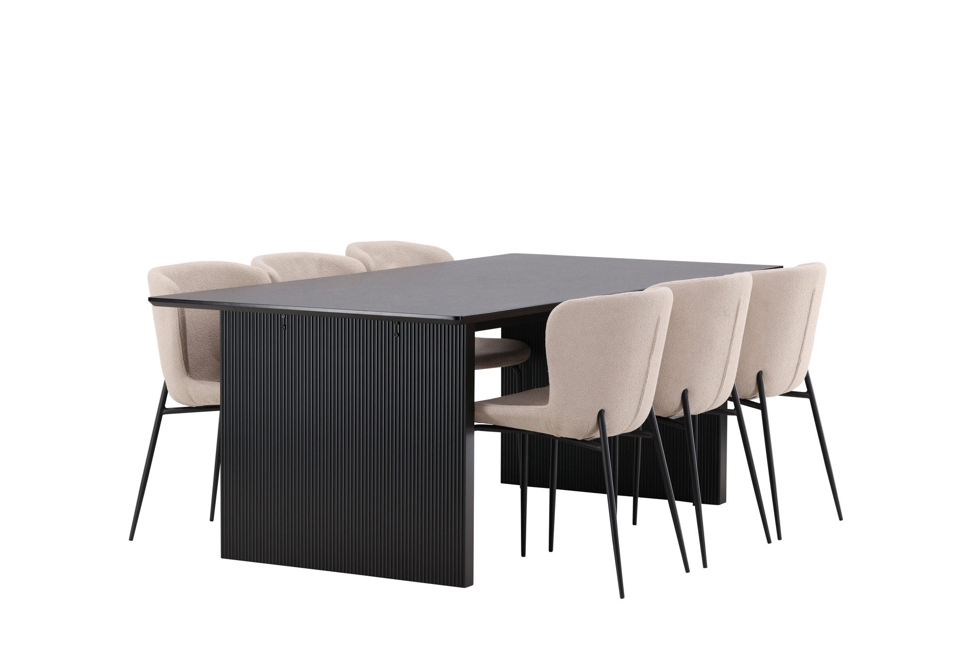 Venture Home Vail spisebord - Black / Smoked Black MDF +Modesto Spisebordsstol - Beige / Beige Boucle _6
