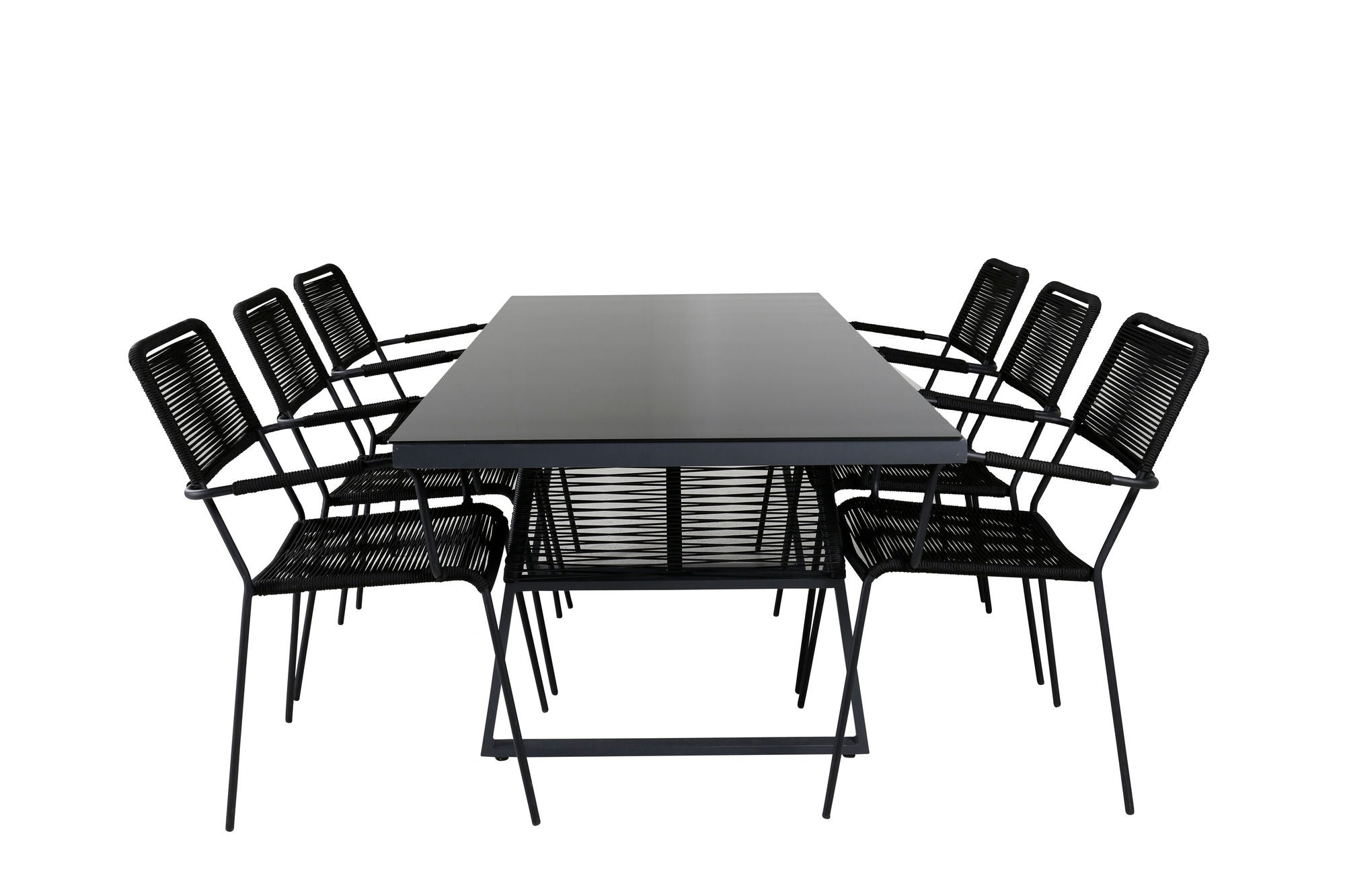 Venture Home Dallas spisebord +Lindos Armchair - Black Alu / Black Rope _6