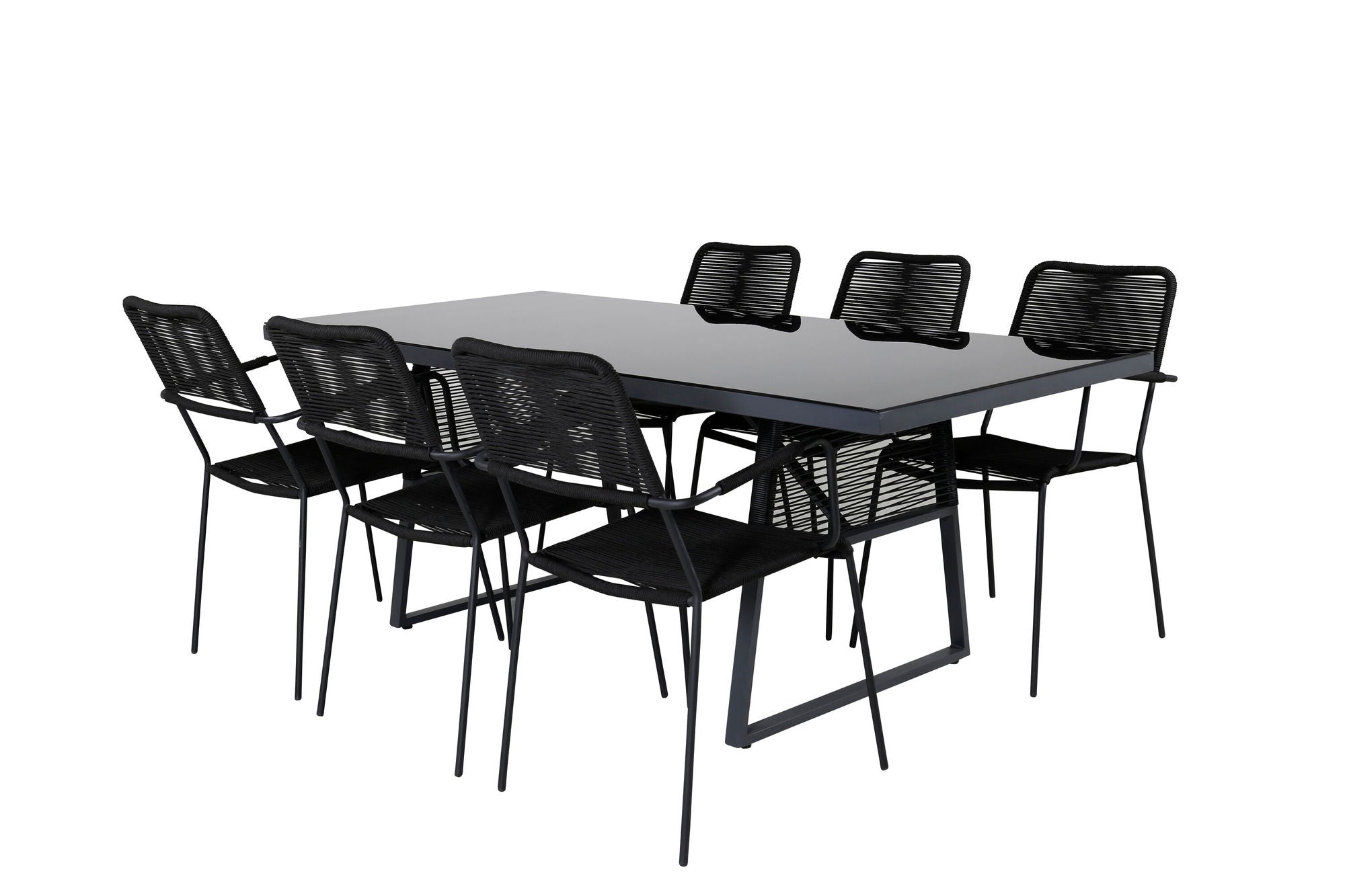 Venture Home Dallas spisebord +Lindos Armchair - Black Alu / Black Rope _6
