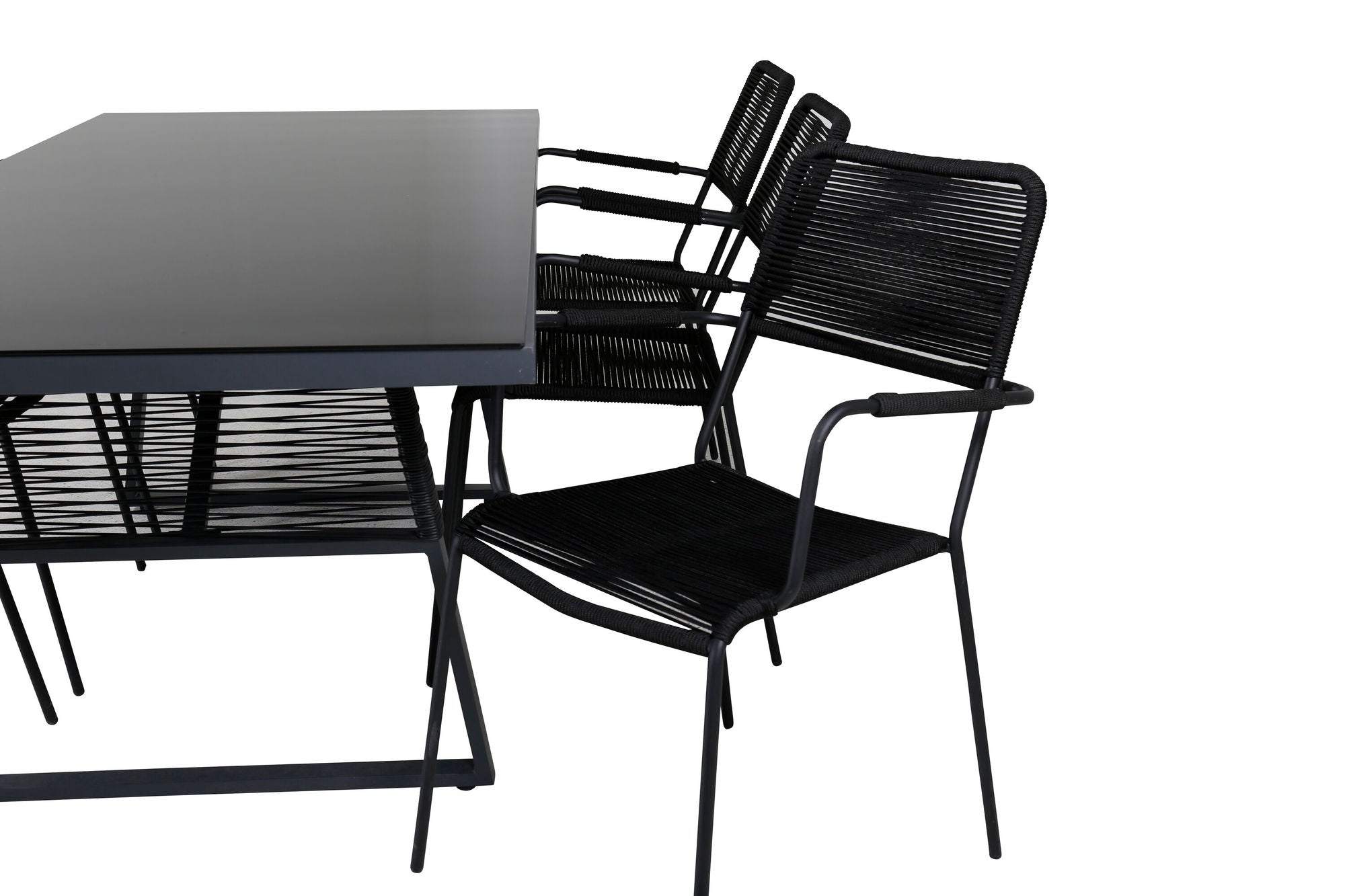 Venture Home Dallas spisebord +Lindos Armchair - Black Alu / Black Rope _6