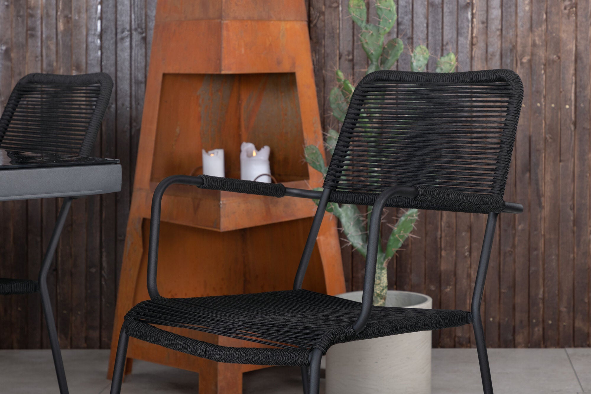 Venture Home Dallas spisebord +Lindos Armchair - Black Alu / Black Rope _6