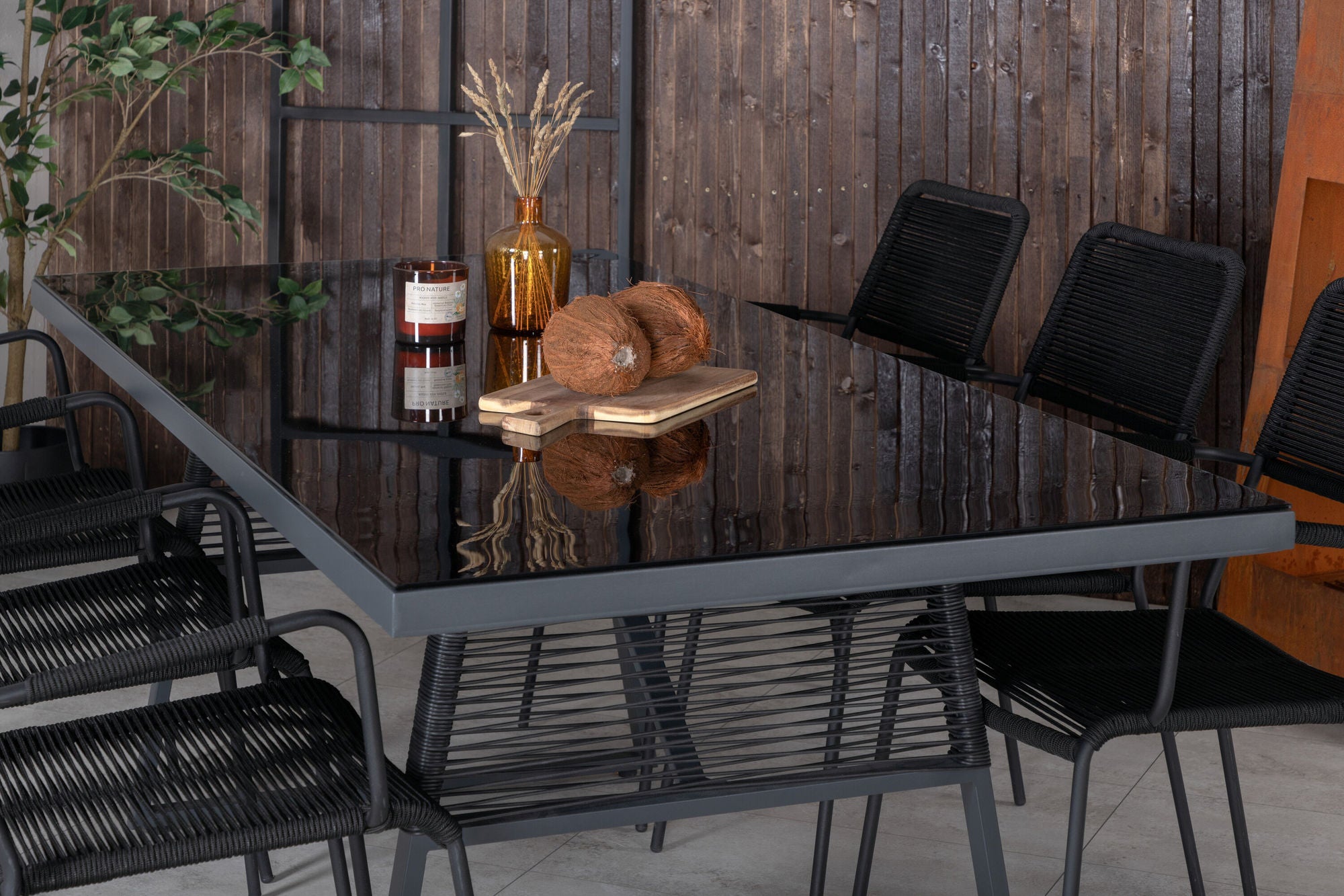 Venture Home Dallas spisebord +Lindos Armchair - Black Alu / Black Rope _6