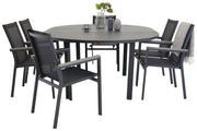 Venture Home Marbella matbord φ140*74 - Svart+Parma Karmstol (stapelbar) - svart alu / svart