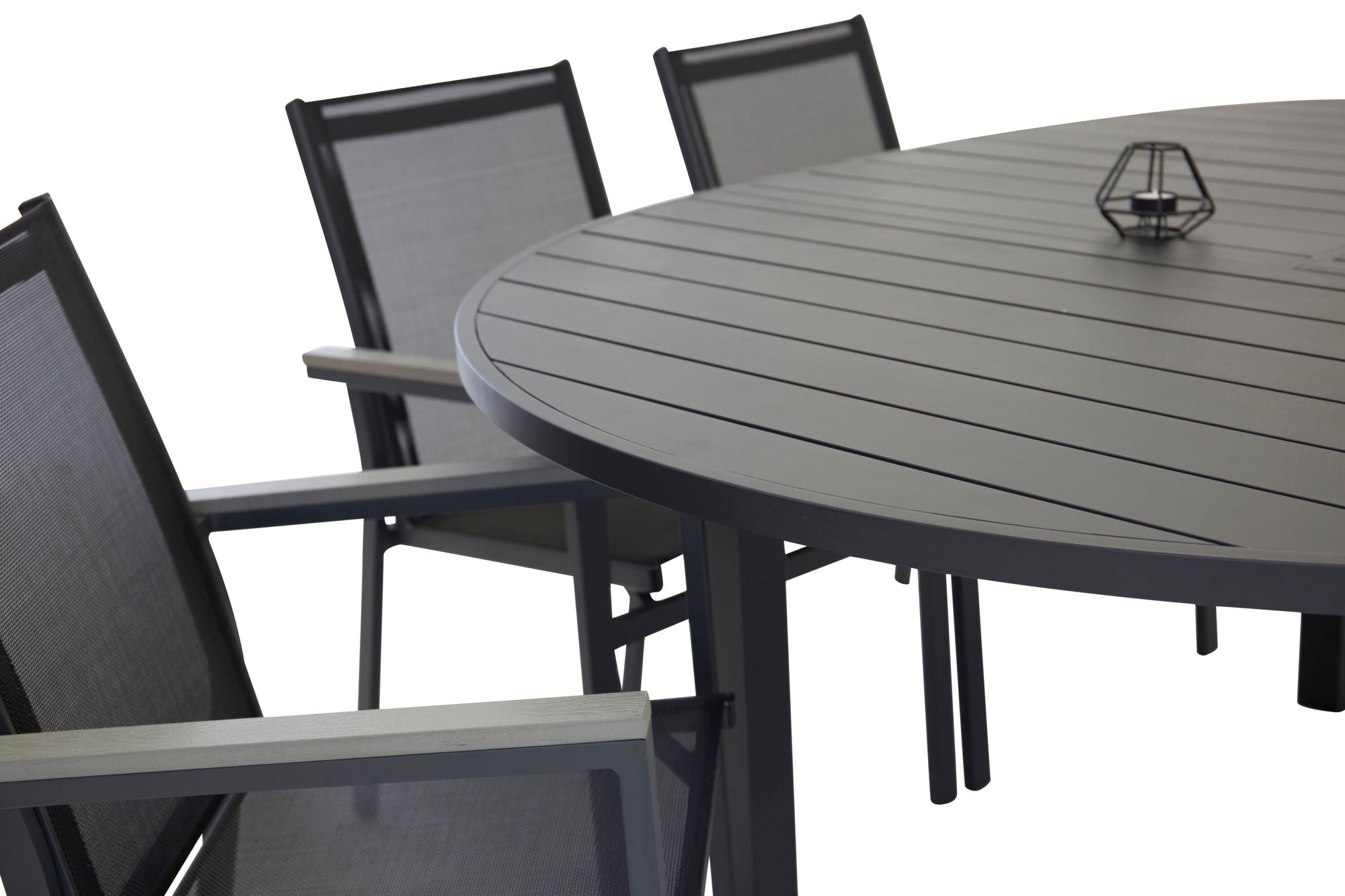 Venture Home Marbella matbord φ140*74 - Svart+Parma Karmstol (stapelbar) - svart alu / svart