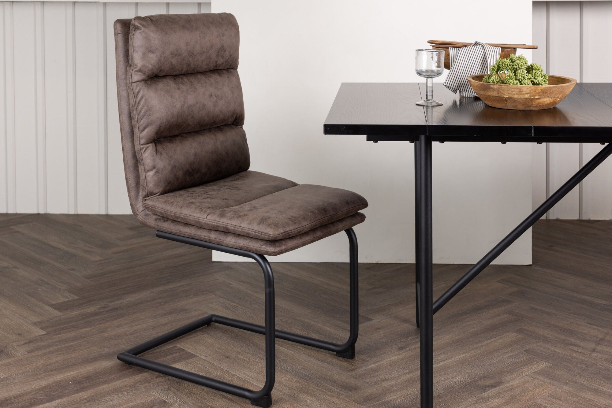 Venture Home Zizo Spisebordsstol 2-pack - Black / Brown Microfiber Fabric