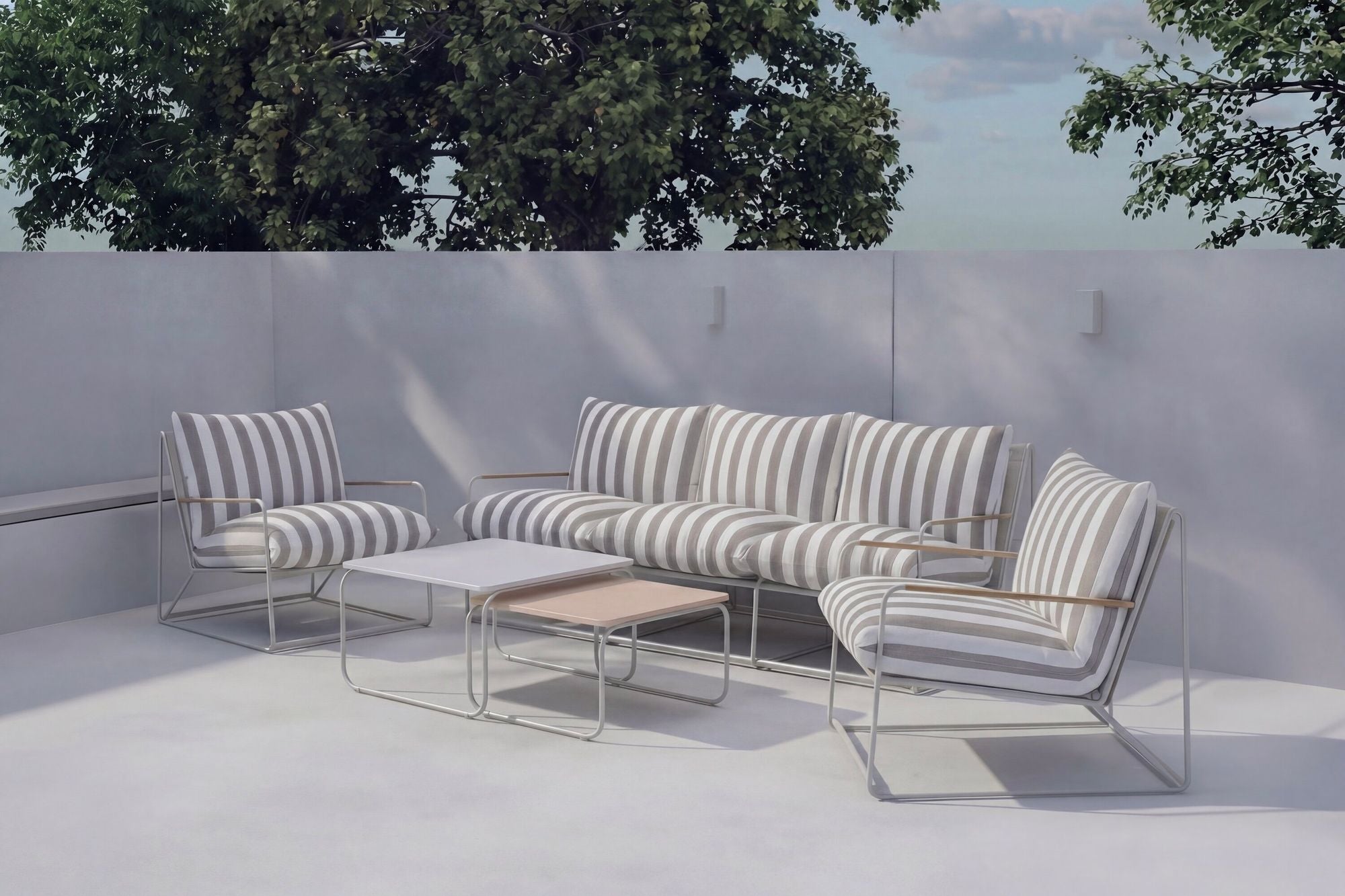 Venture Home Palazzo Sofa Set - Beige White Stripe