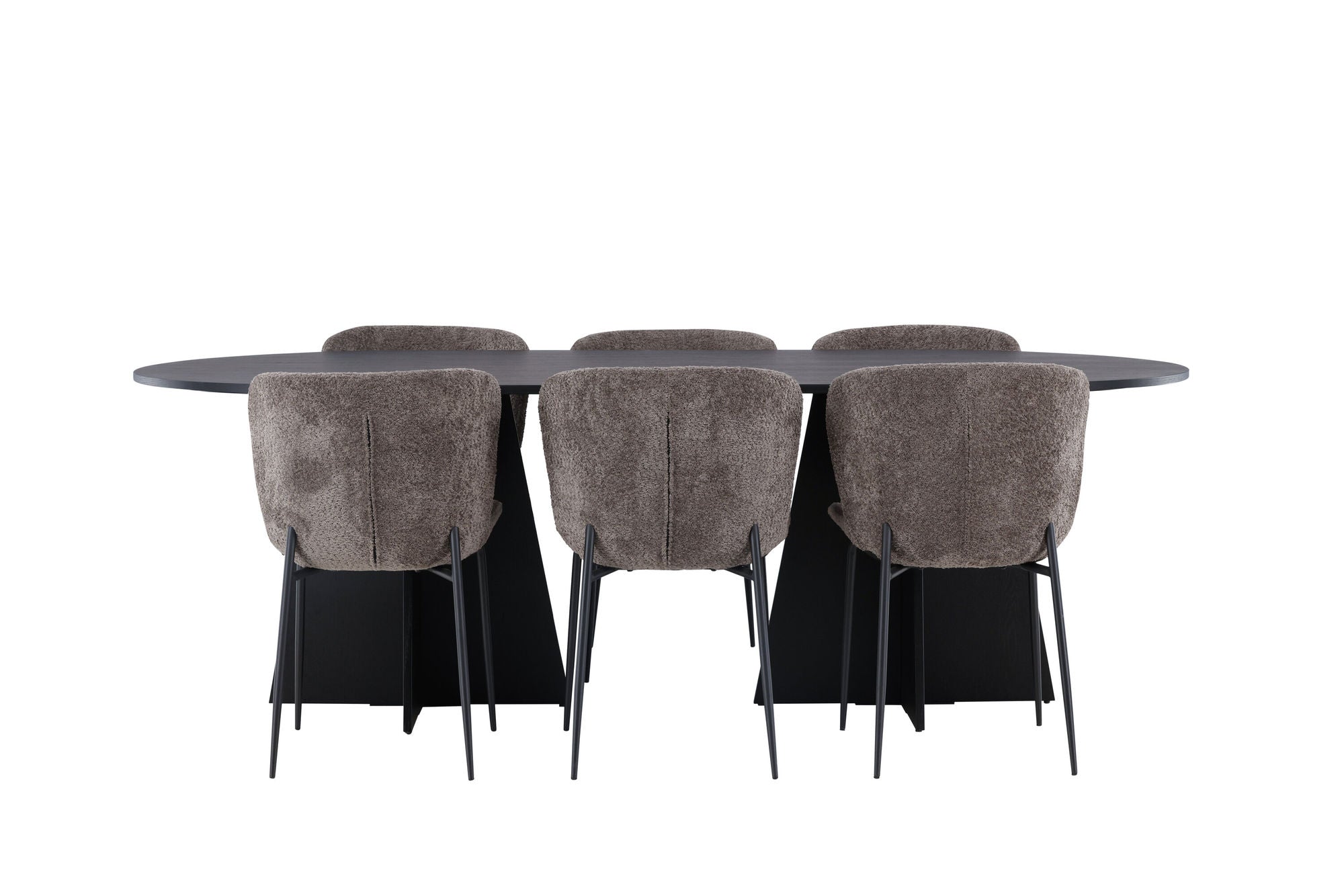 Venture Home Bootcut Oval spisebord - Black / Black Fanéer +Modesto Spisebordsstol - Grey / Smoked Black Boucle _6