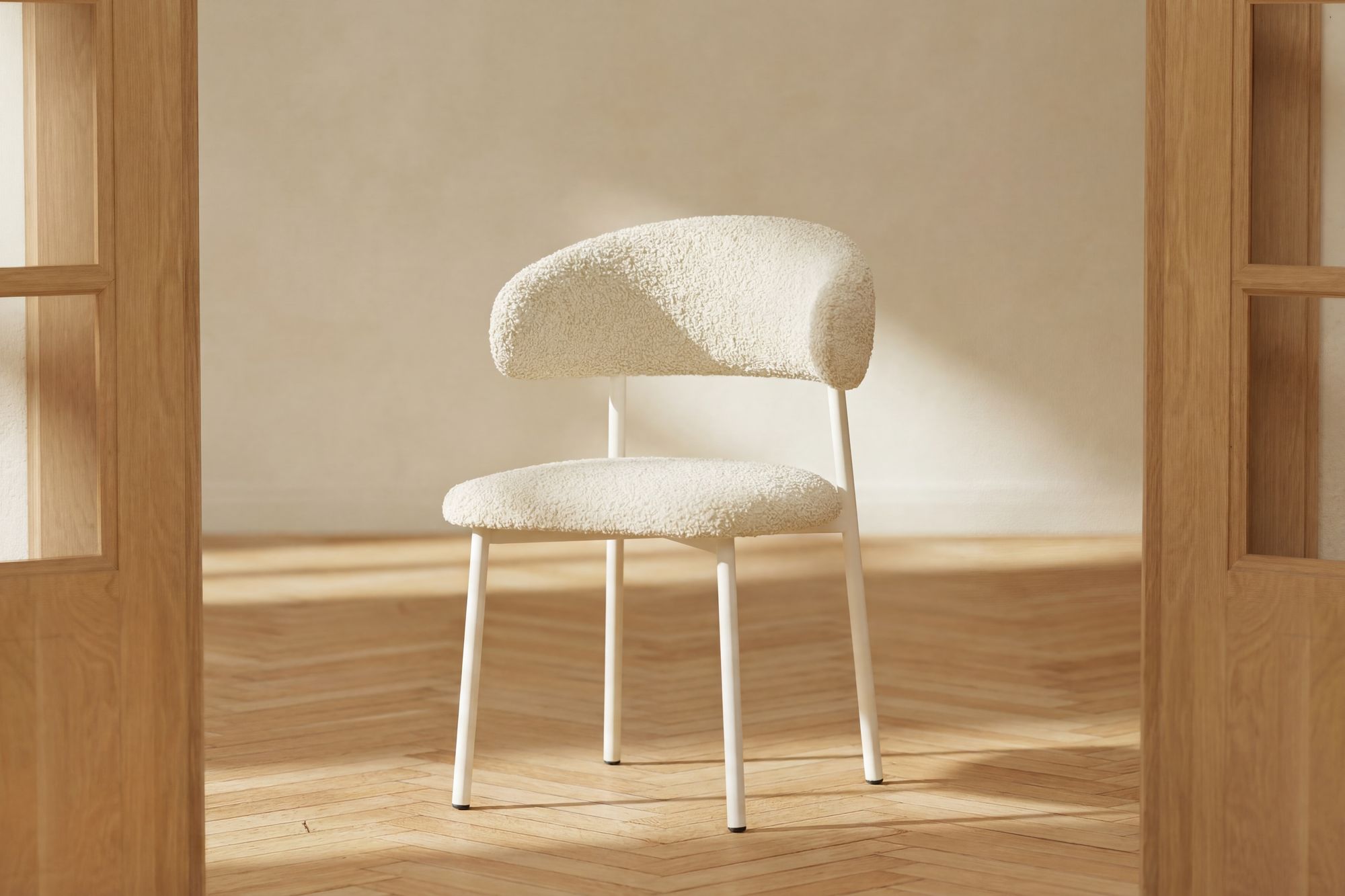 Vind Lillholmen Spisebordsstol 2-Pack - Beige Steel Frame / Beige Boucle fabric