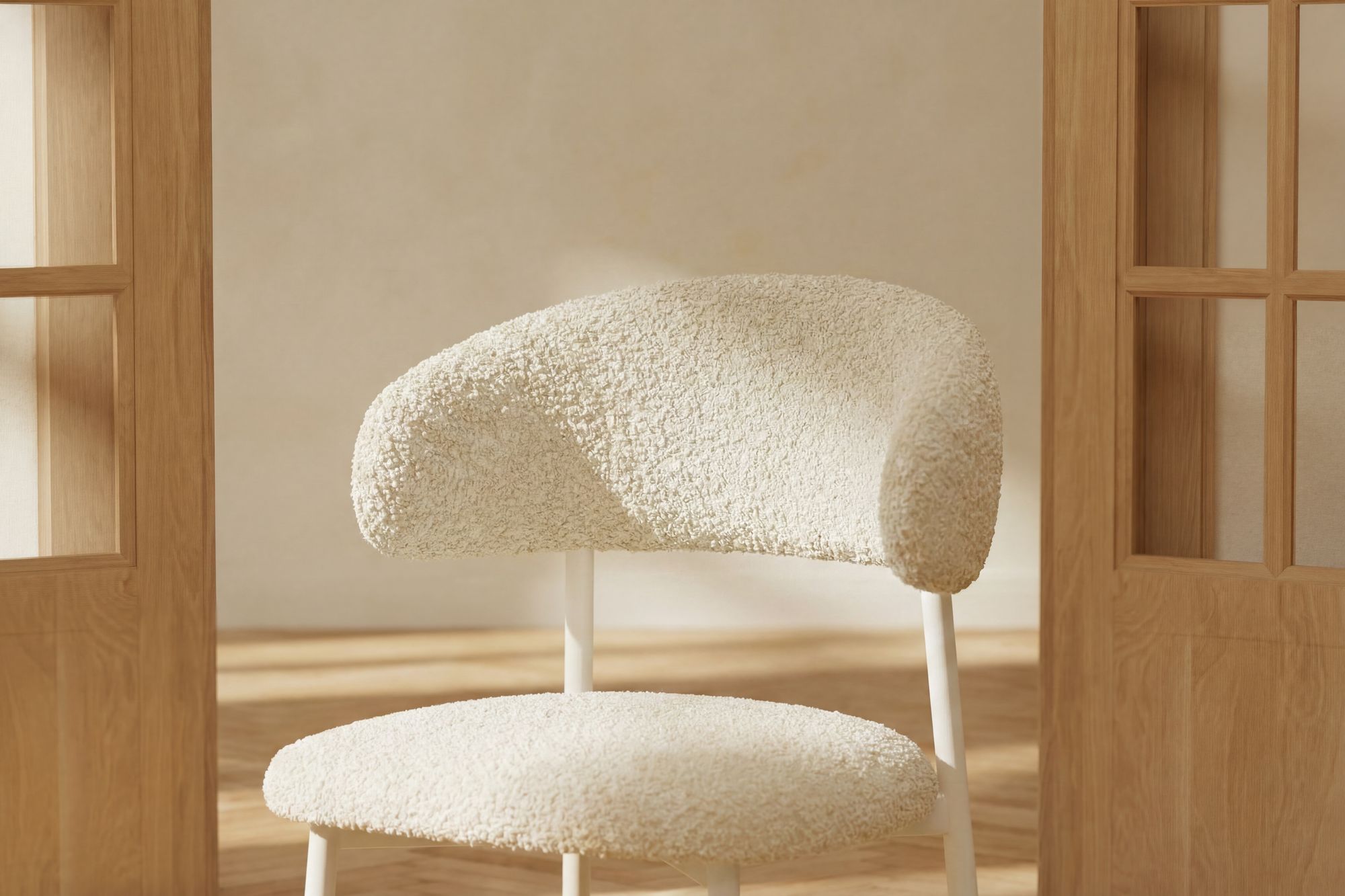 Vind Lillholmen Spisebordsstol 2-Pack - Beige Steel Frame / Beige Boucle fabric
