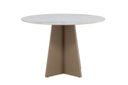 Venture Home Bootcut rund spisebord φ110x75 cm - MDF Beige / Sintered Stone Marblelook