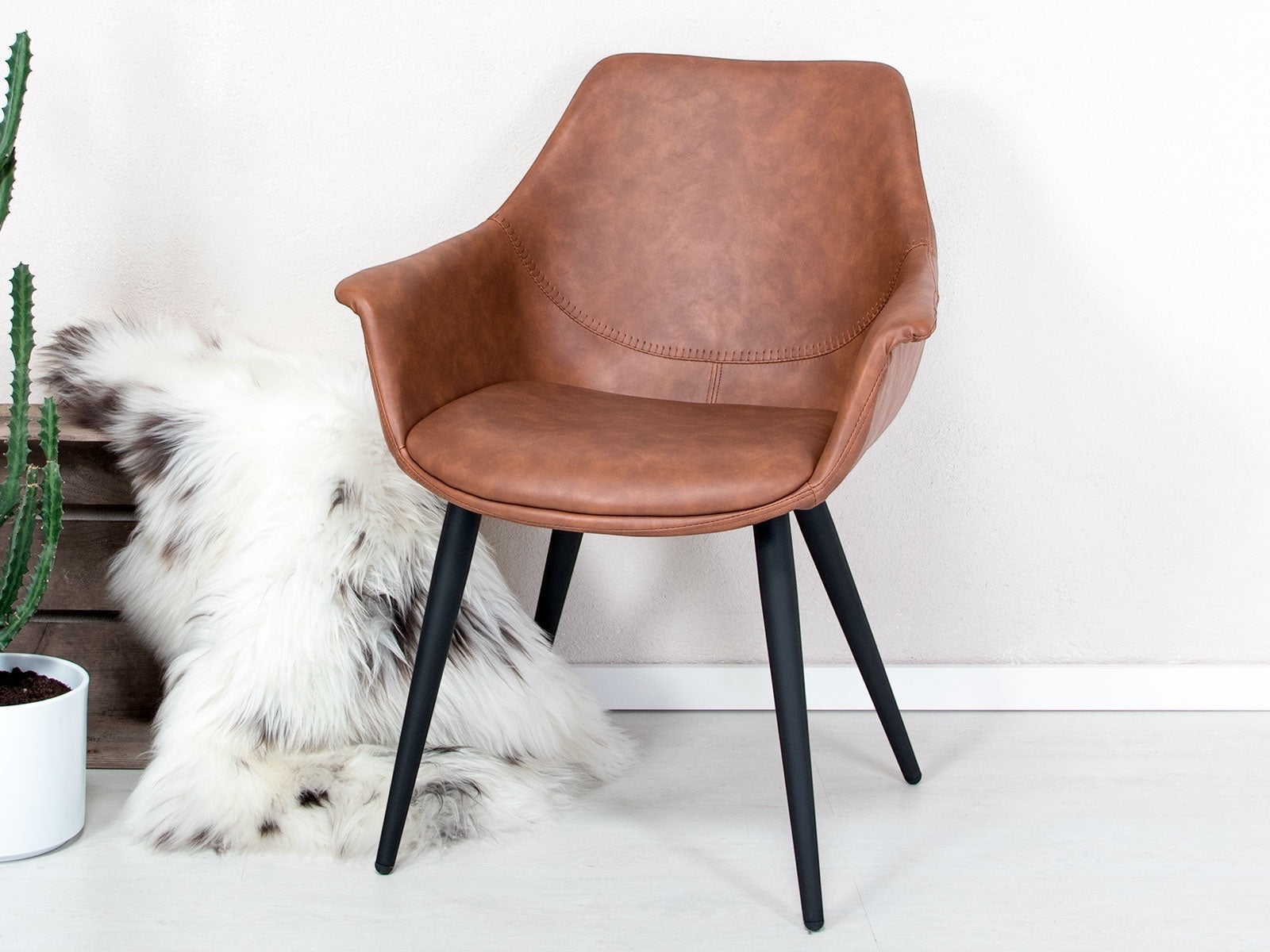 Spisebordsstol Cognac (Model: Signe) (2 stk)