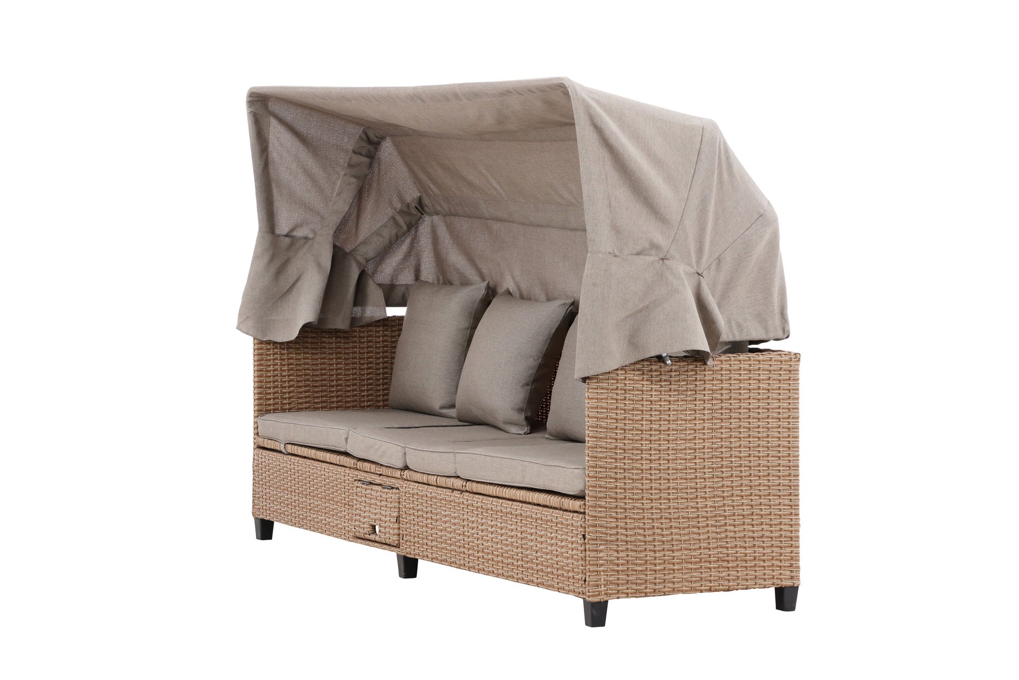 Venture Home Nopy - Sun Lounge with Canopy- Beige / Beige - Wicker