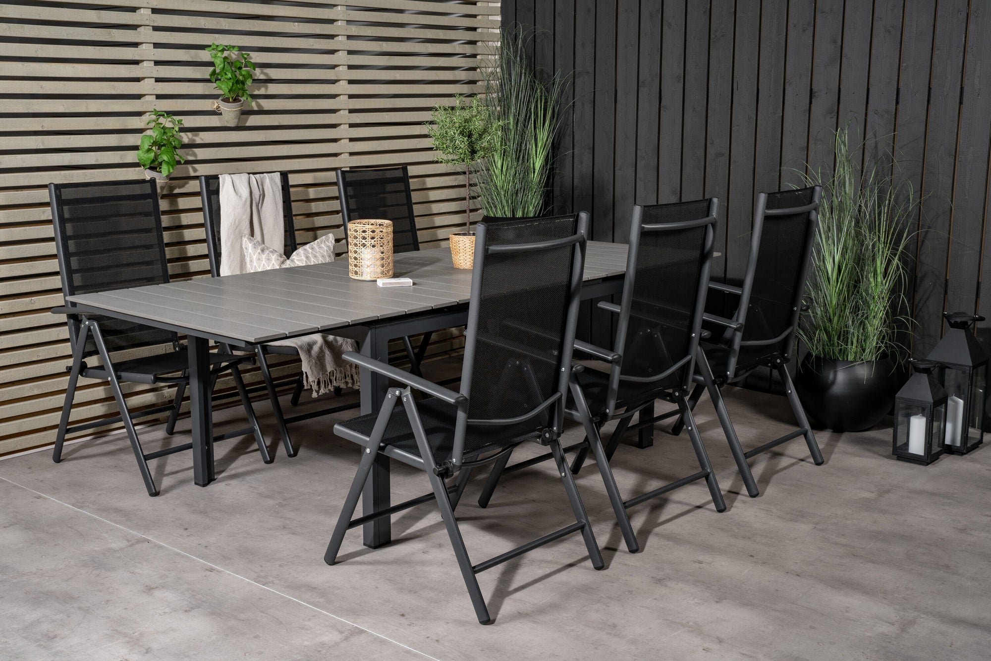 Venture Home Levels spisebord 160/240*90 - Black Alu / Grey Aintwood +Break 5:pos stol - Black alu / Black Textilene_6