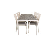 Venture Home Break spisebord - 205*90 - White Alu / Grey Aintwood+Anna Arm stol (stackabl