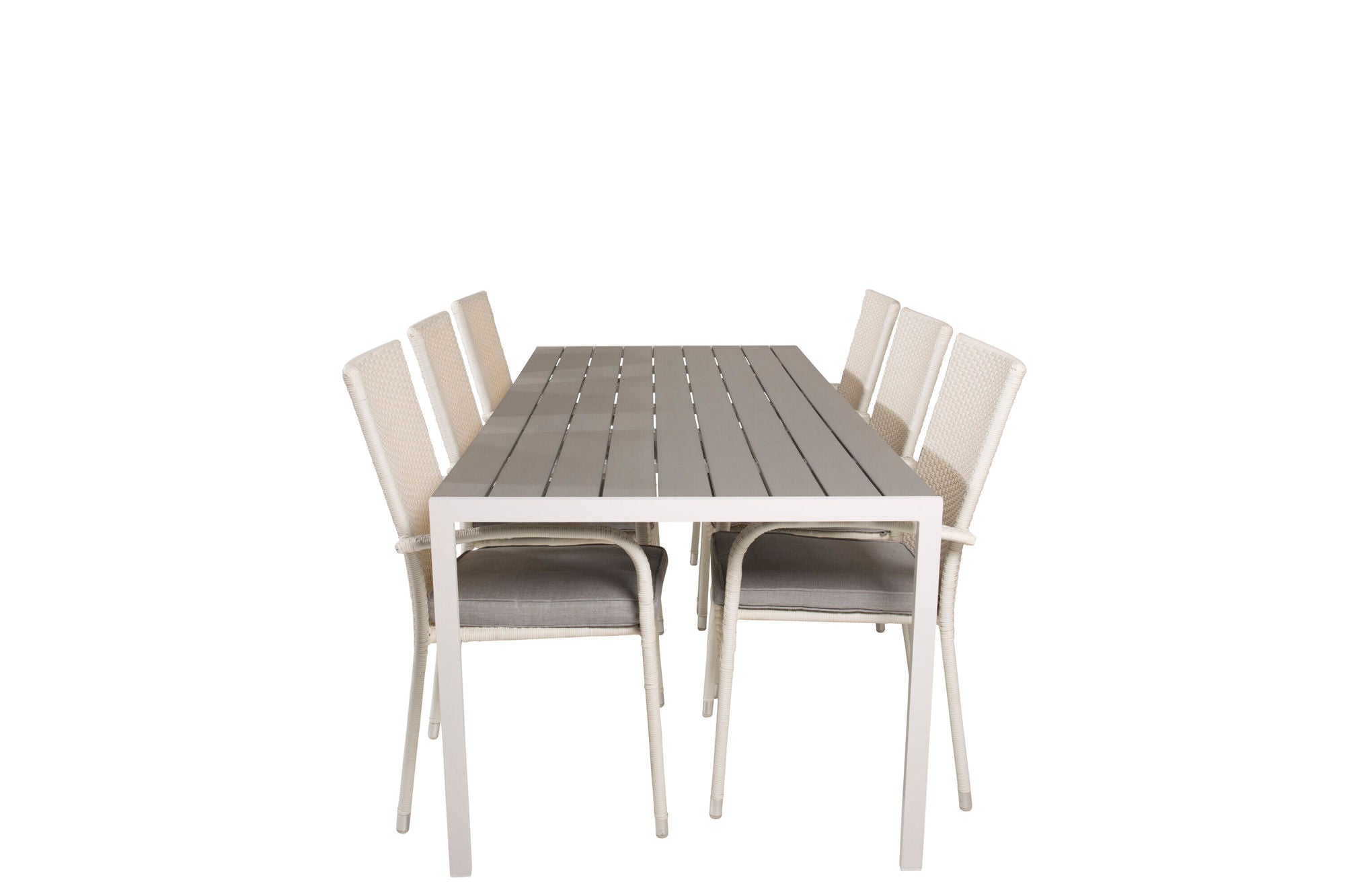 Venture Home Break spisebord - 205*90 - White Alu / Grey Aintwood+Anna Arm stol (stackabl