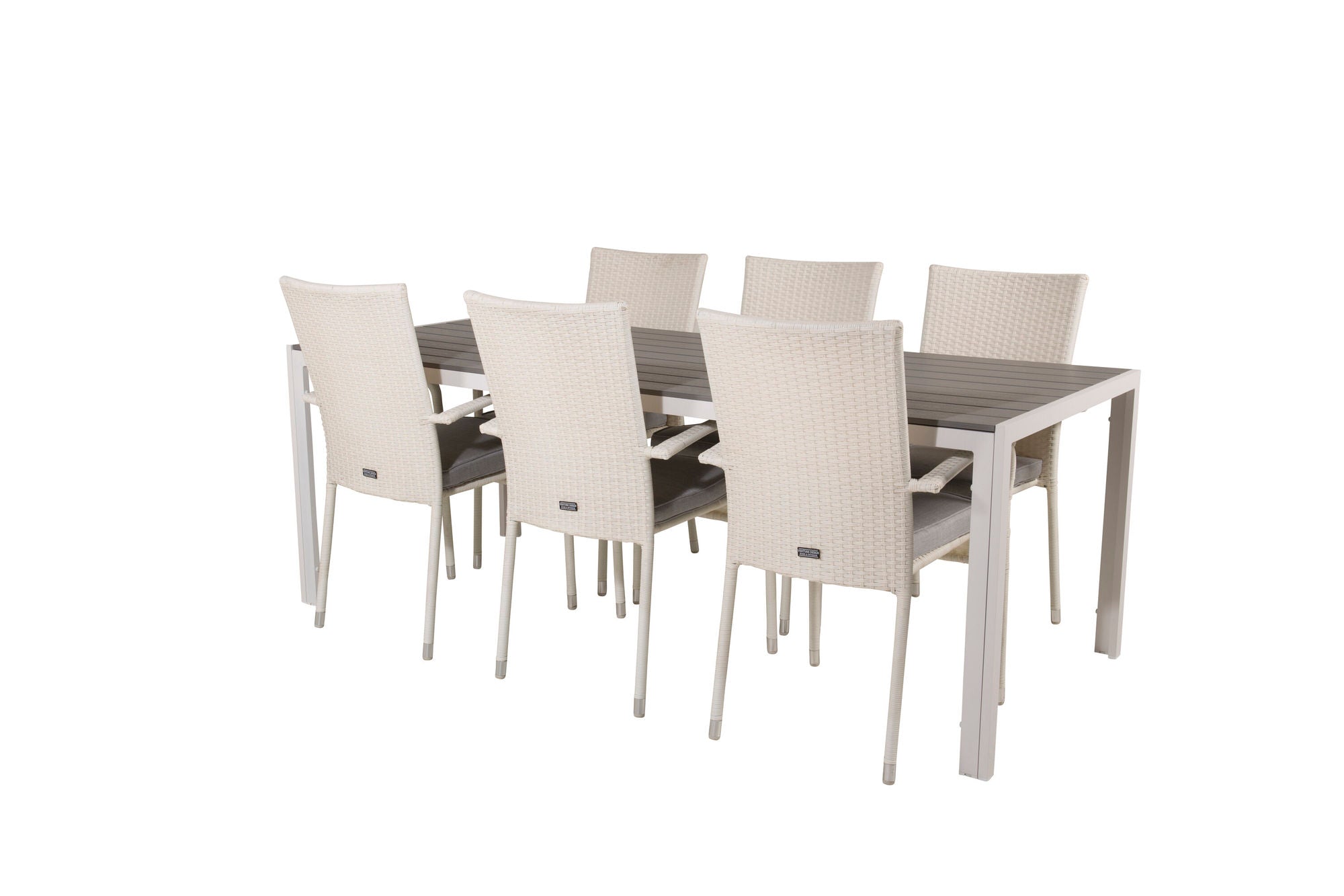 Venture Home Break spisebord - 205*90 - White Alu / Grey Aintwood+Anna Arm stol (stackabl