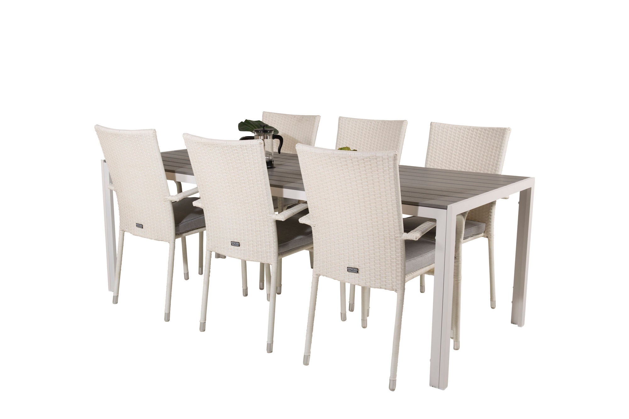 Venture Home Break spisebord - 205*90 - White Alu / Grey Aintwood+Anna Arm stol (stackabl