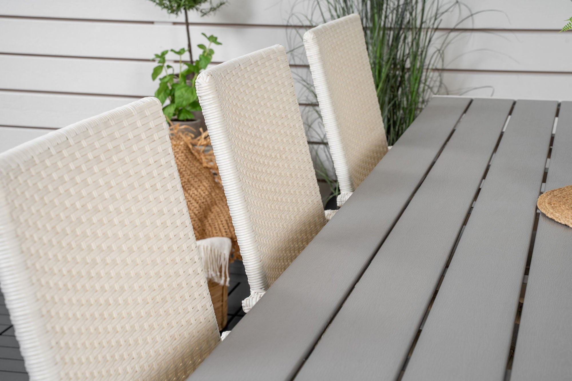 Venture Home Break spisebord - 205*90 - White Alu / Grey Aintwood+Anna Arm stol (stackabl