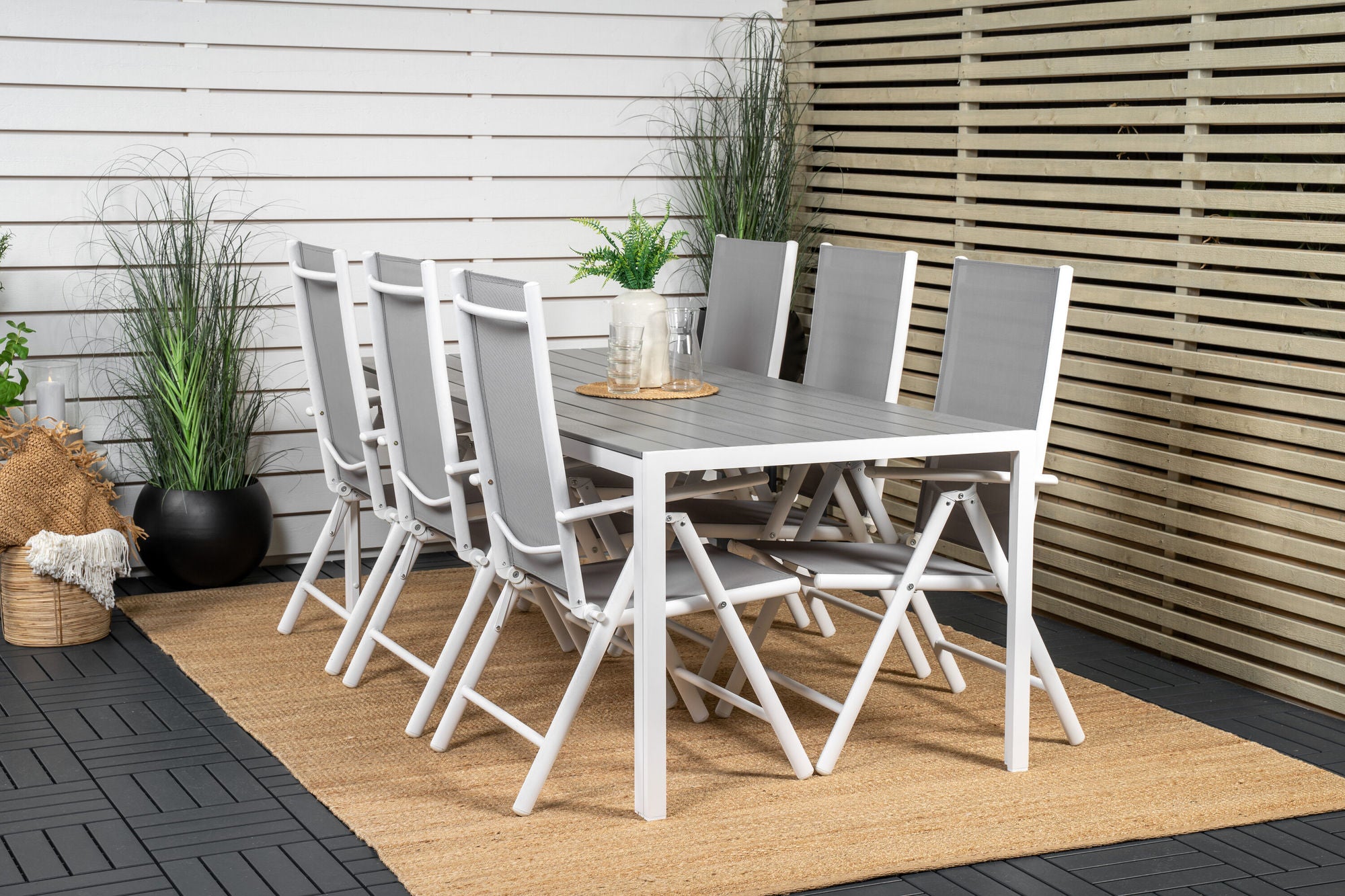Venture Home Break spisebord - 205*90 - White Alu / Grey Aintwood+Break 5:pos stol - Whit