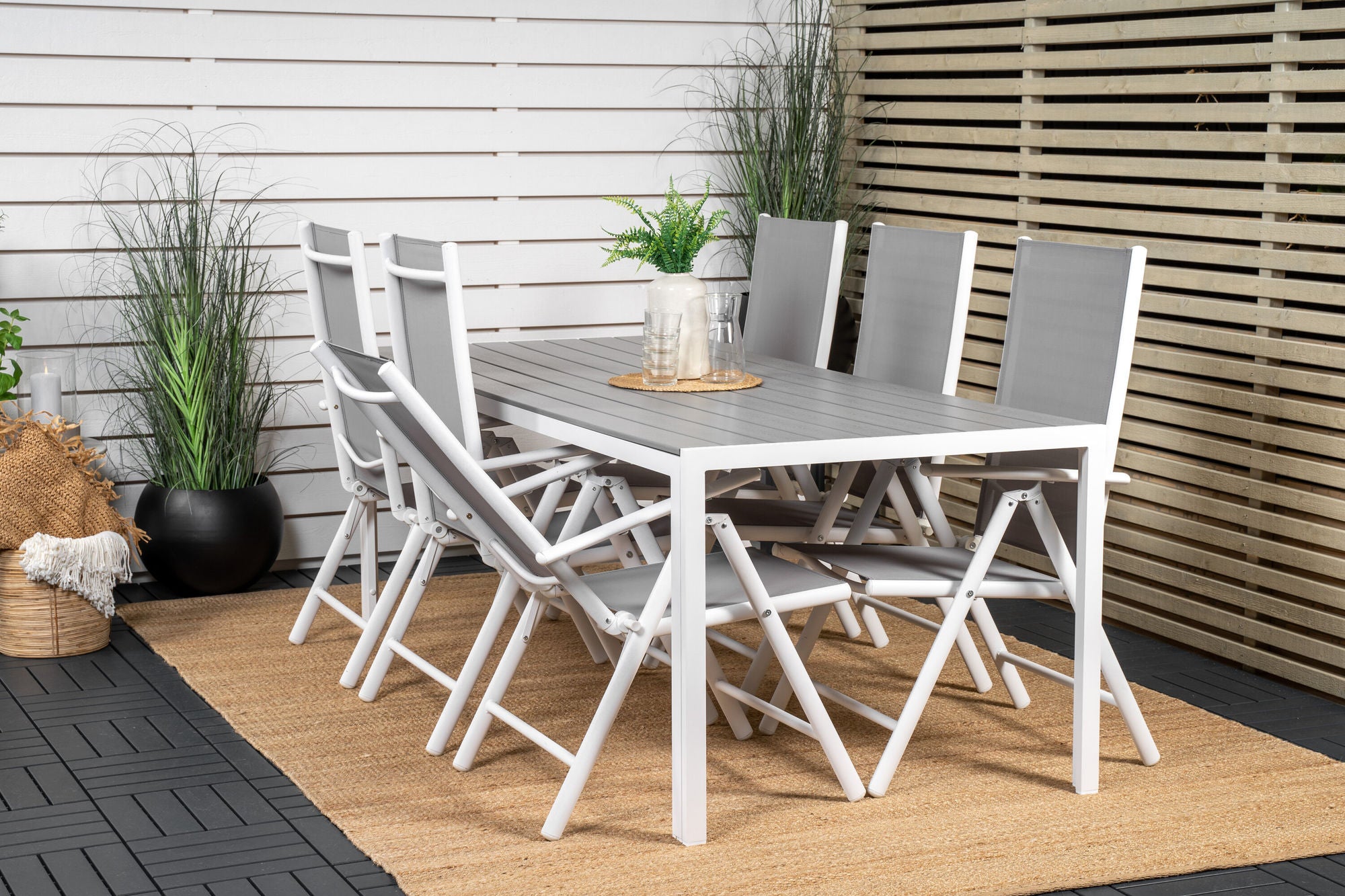 Venture Home Break spisebord - 205*90 - White Alu / Grey Aintwood+Break 5:pos stol - Whit