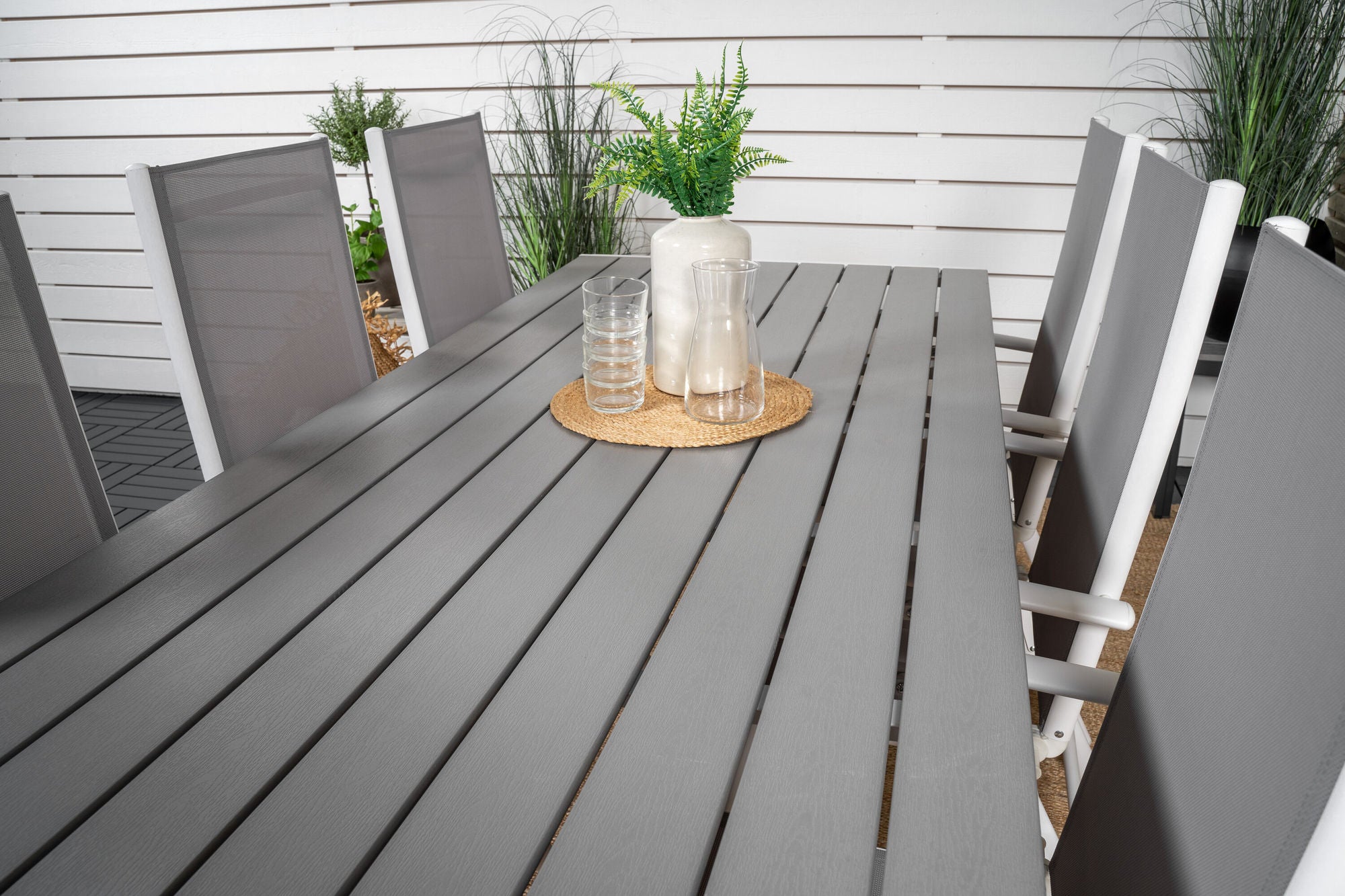 Venture Home Break spisebord - 205*90 - White Alu / Grey Aintwood+Break 5:pos stol - Whit