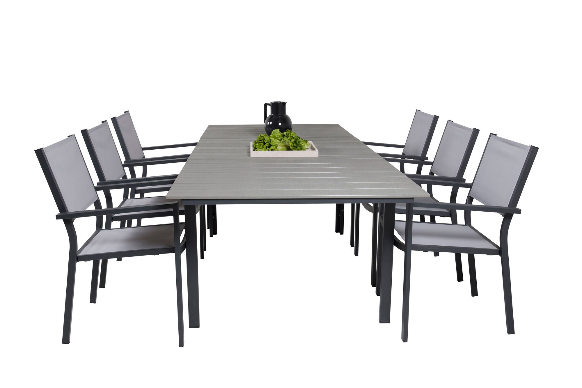 Venture Home Levels spisebord 160/240*90 - Black Alu / Grey Aintwood +Copacabana Arm stol (stackable) - Black Alu / Grey Textilene_6