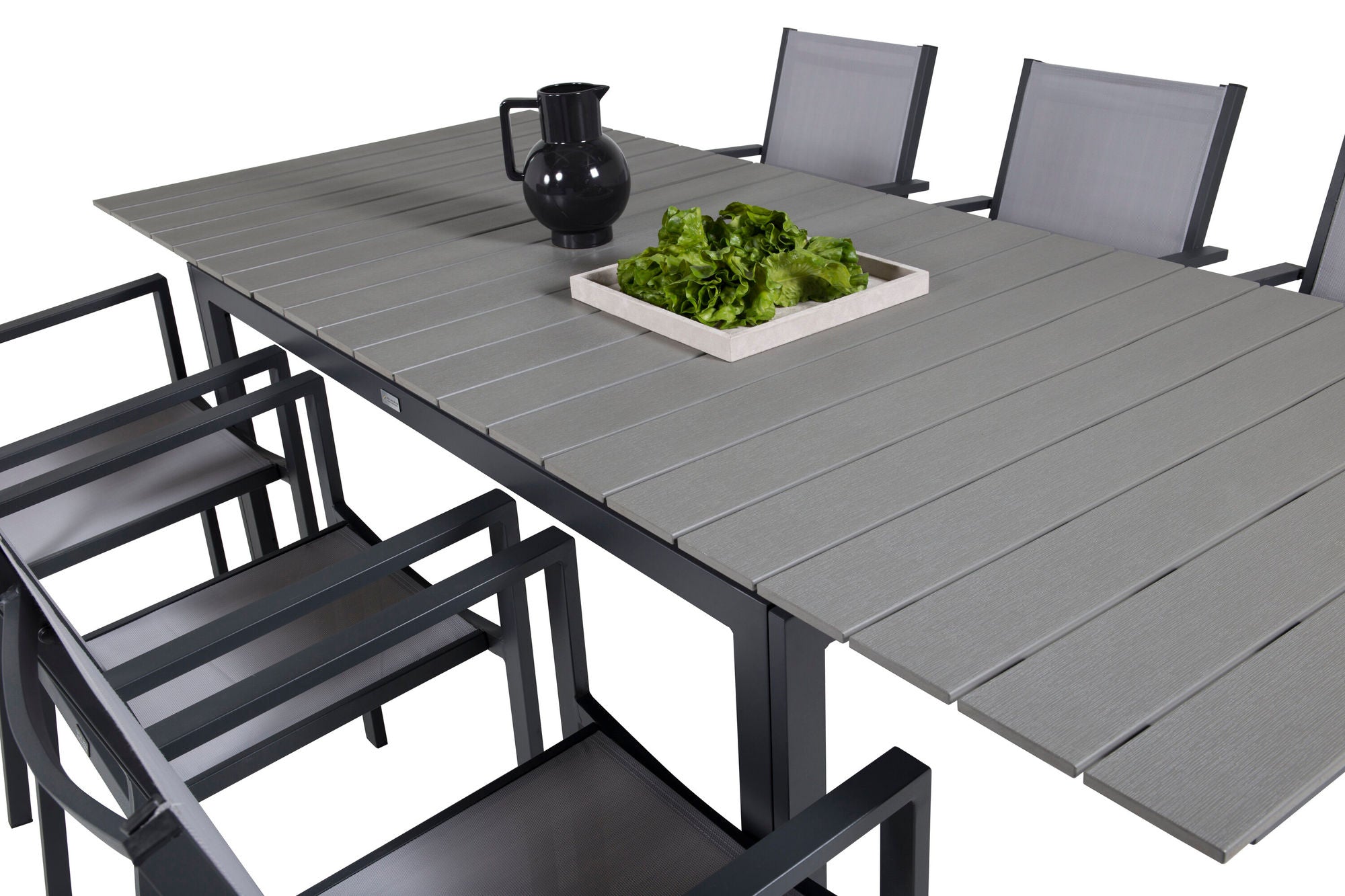 Venture Home Levels spisebord 160/240*90 - Black Alu / Grey Aintwood +Copacabana Arm stol (stackable) - Black Alu / Grey Textilene_6