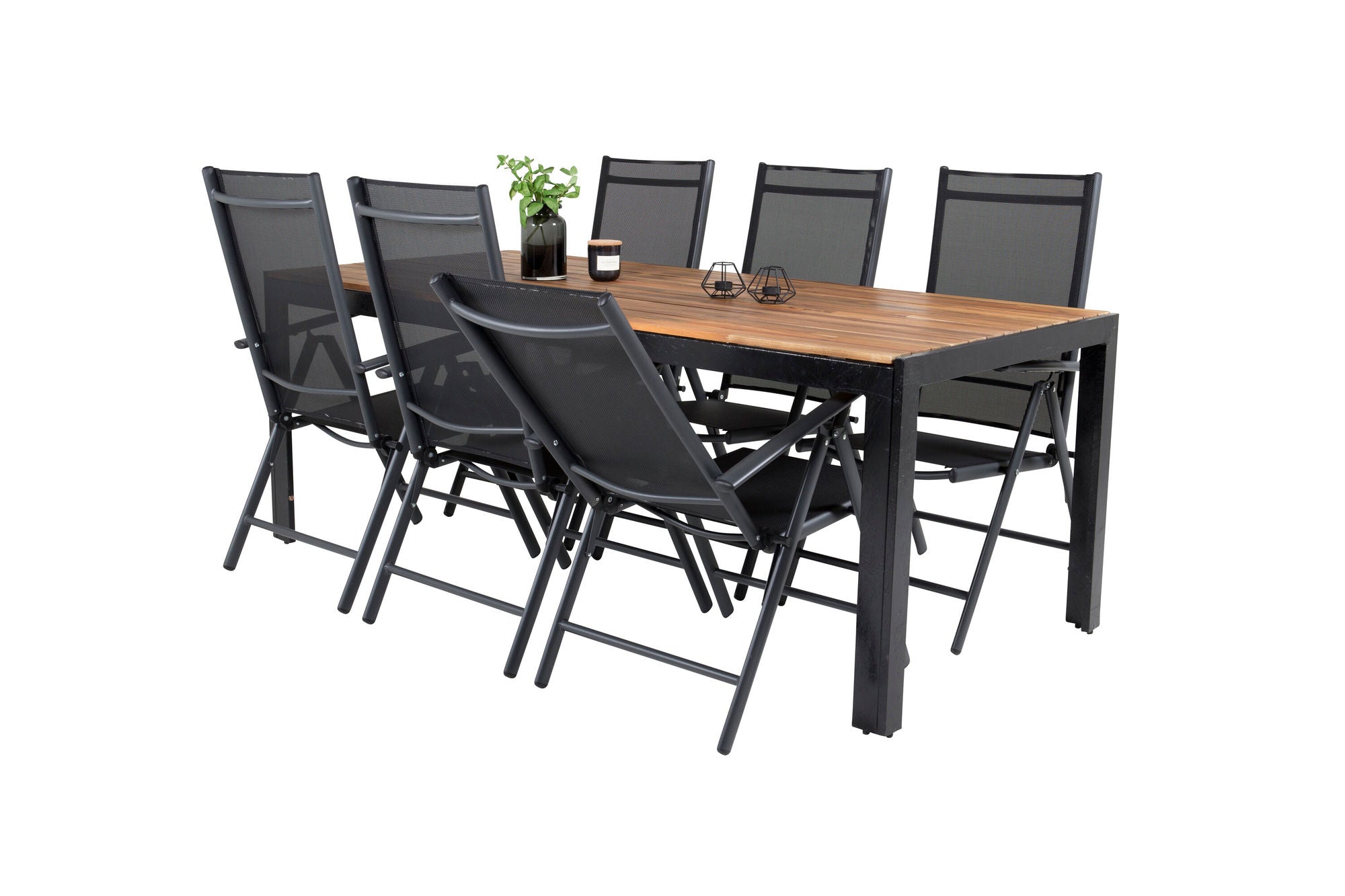 Venture Home Bois spisebord 200*100cm - Black Legs / Acacia +Break 5:pos stol - Black a