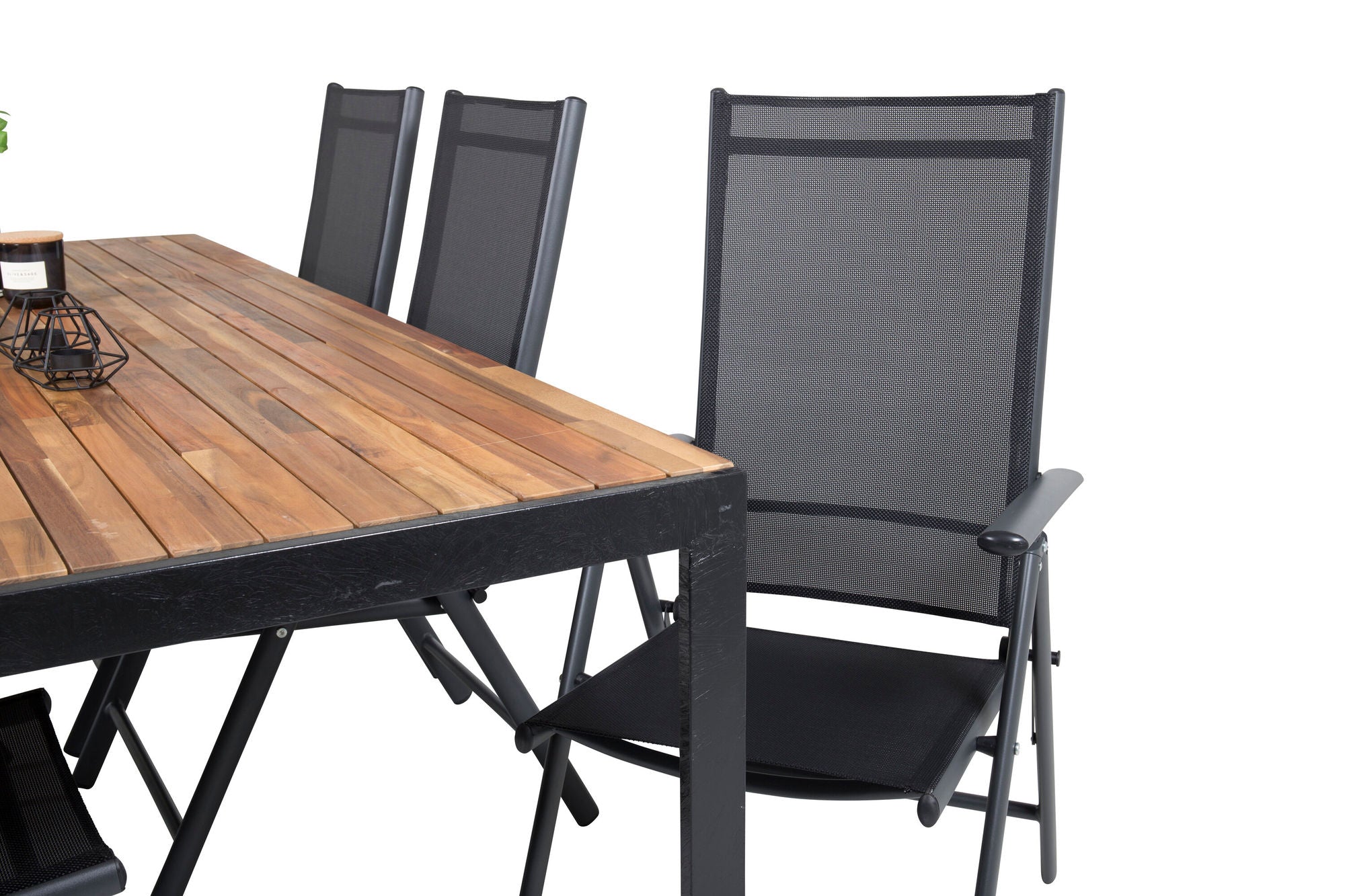 Venture Home Bois spisebord 200*100cm - Black Legs / Acacia +Break 5:pos stol - Black a