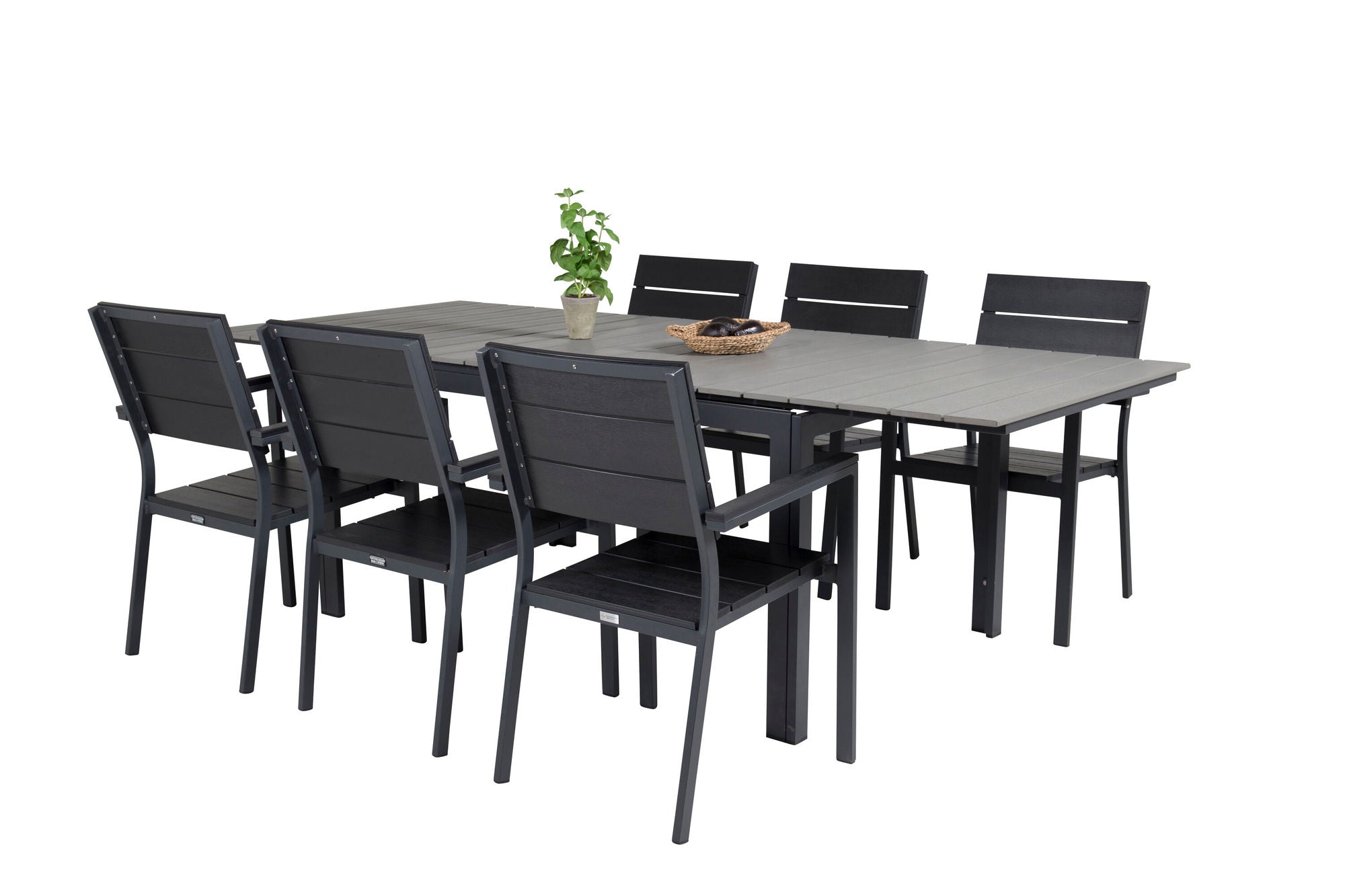 Venture Home Levels spisebord 160/240*90 - Black Alu / Grey Aintwood +Levels stol (stackable) - Black Alu / Black Aintwood_6