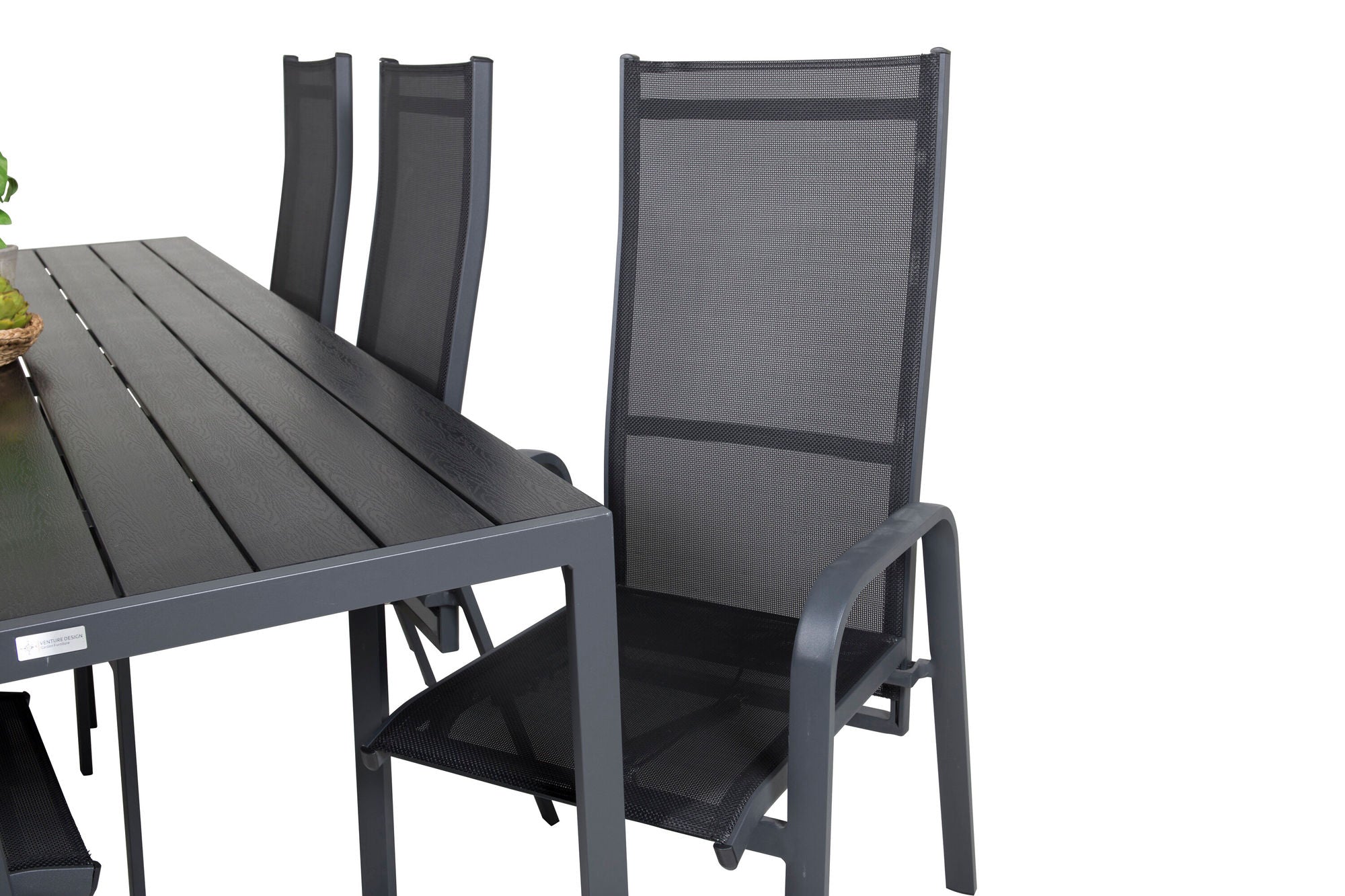 Venture Home Break spisebord - 205*90 - Black Alu / Black Aintwood+Copacabana Recliner Cha