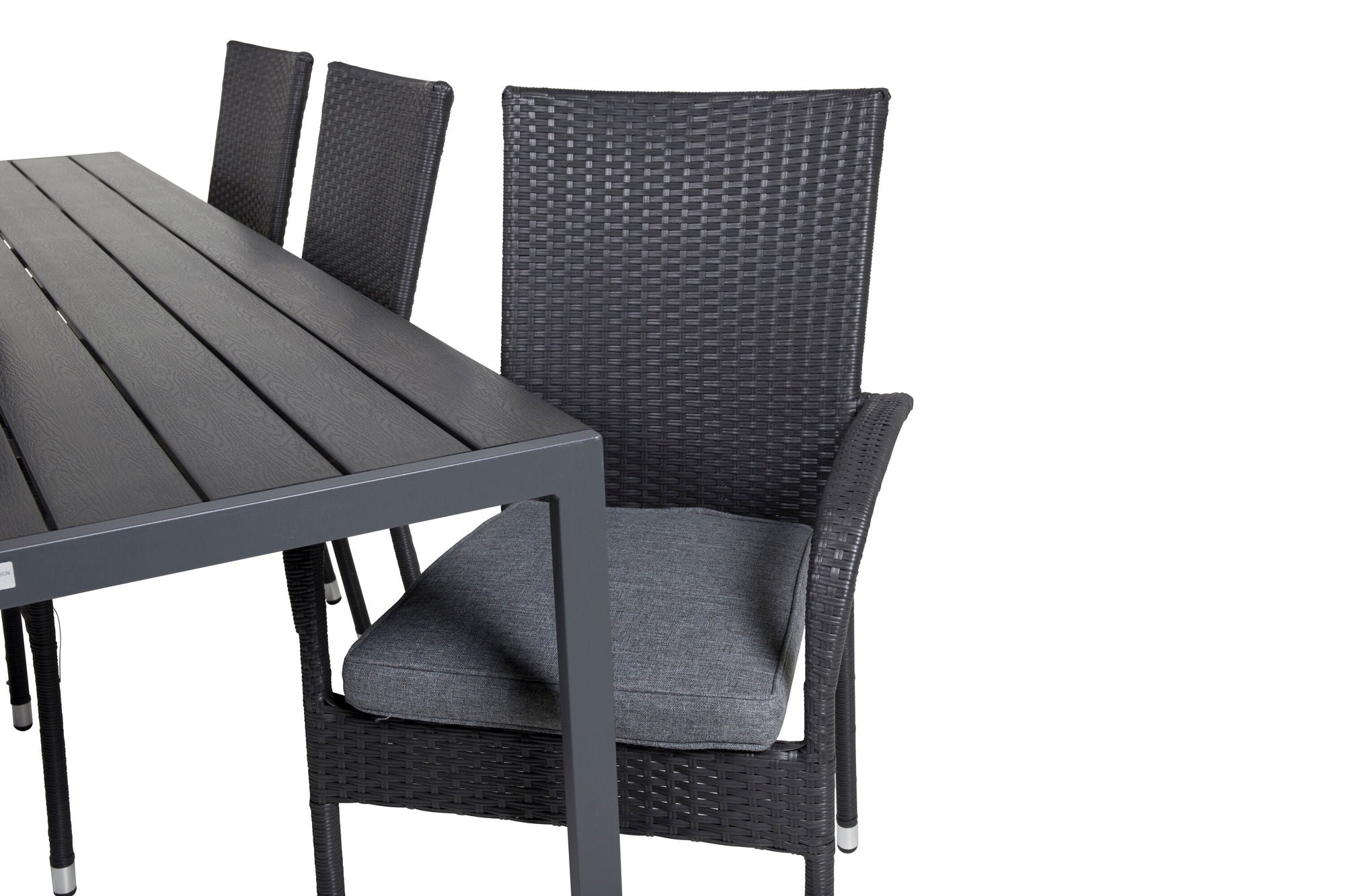 Venture Home Break spisebord - 205*90 - Black Alu / Black Aintwood+Anna Arm stol (stackab