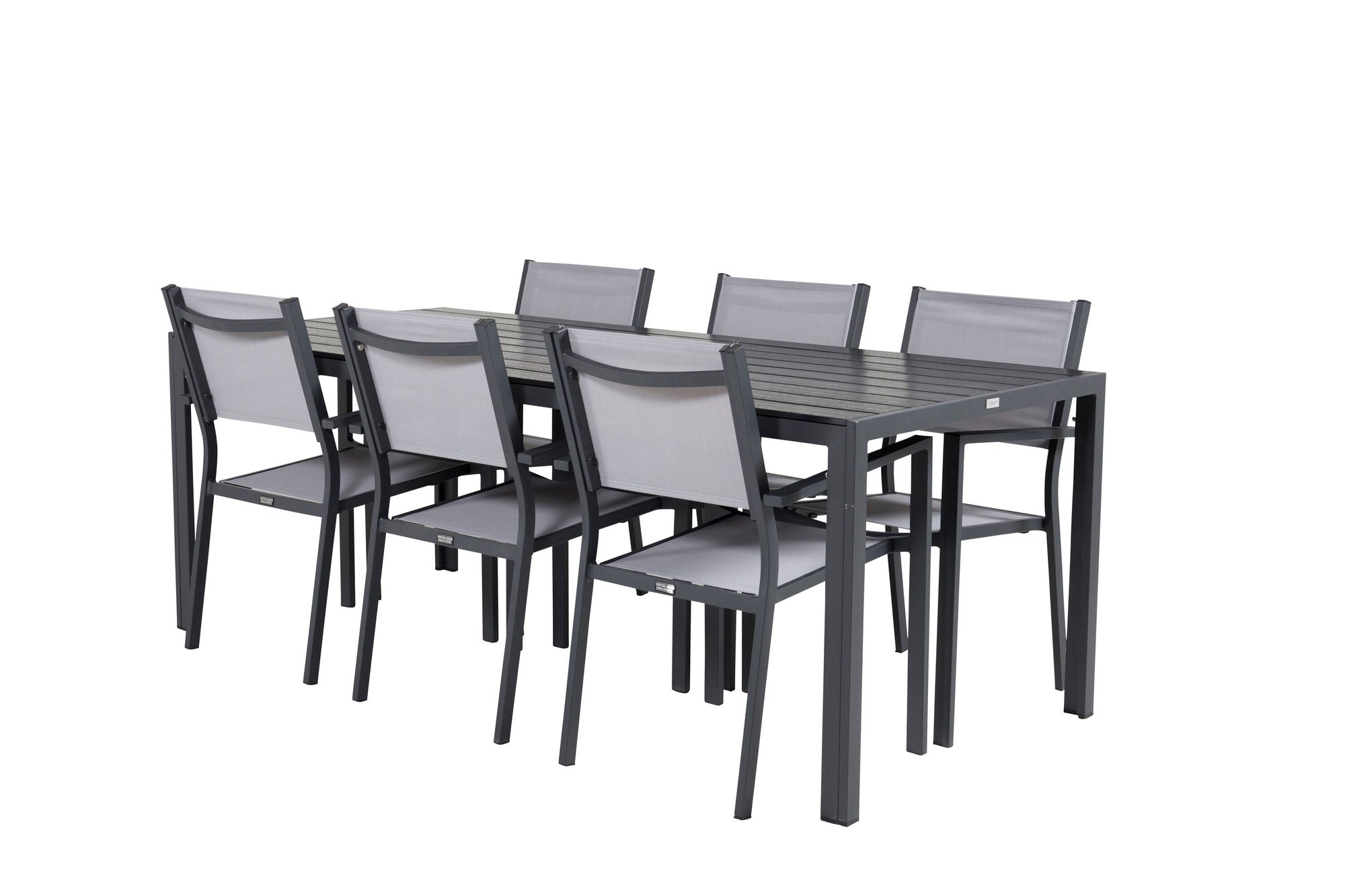 Venture Home Break spisebord - 205*90 - Black Alu / Black Aintwood+Copacabana Arm stol (s